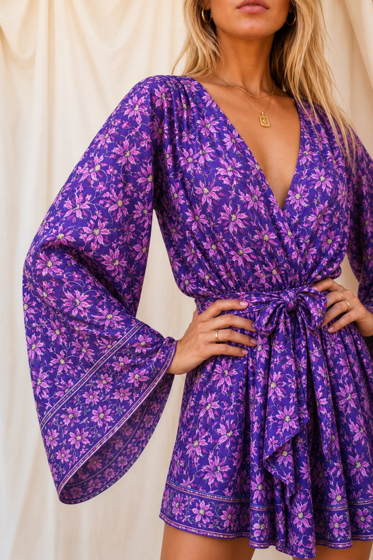 INTUITION SOLARA Reclaimed Silk Kimono Dress Set