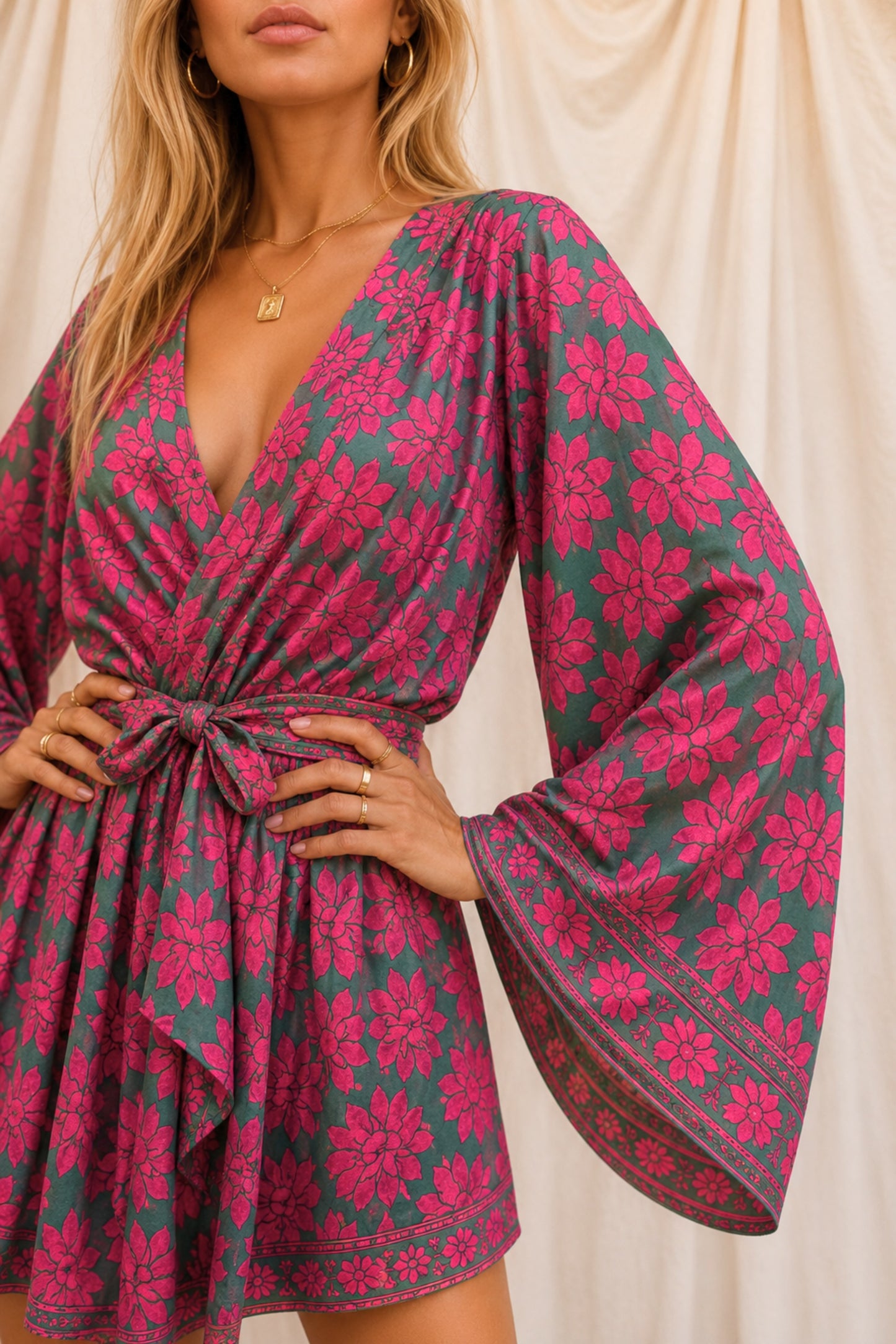 INTUITION SOLARA Reclaimed Silk Kimono Dress Set
