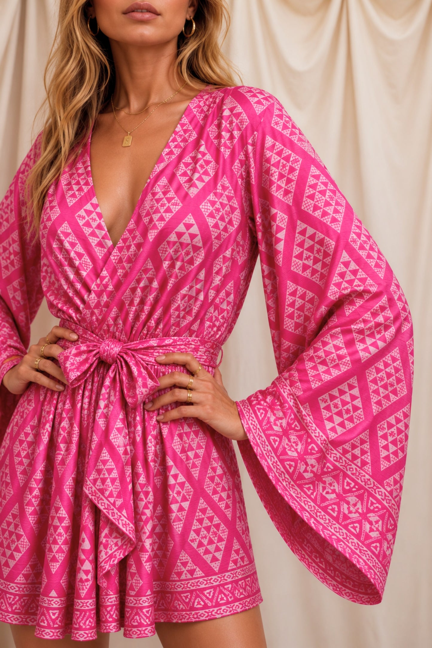 INTUITION SOLARA Reclaimed Silk Kimono Dress Set