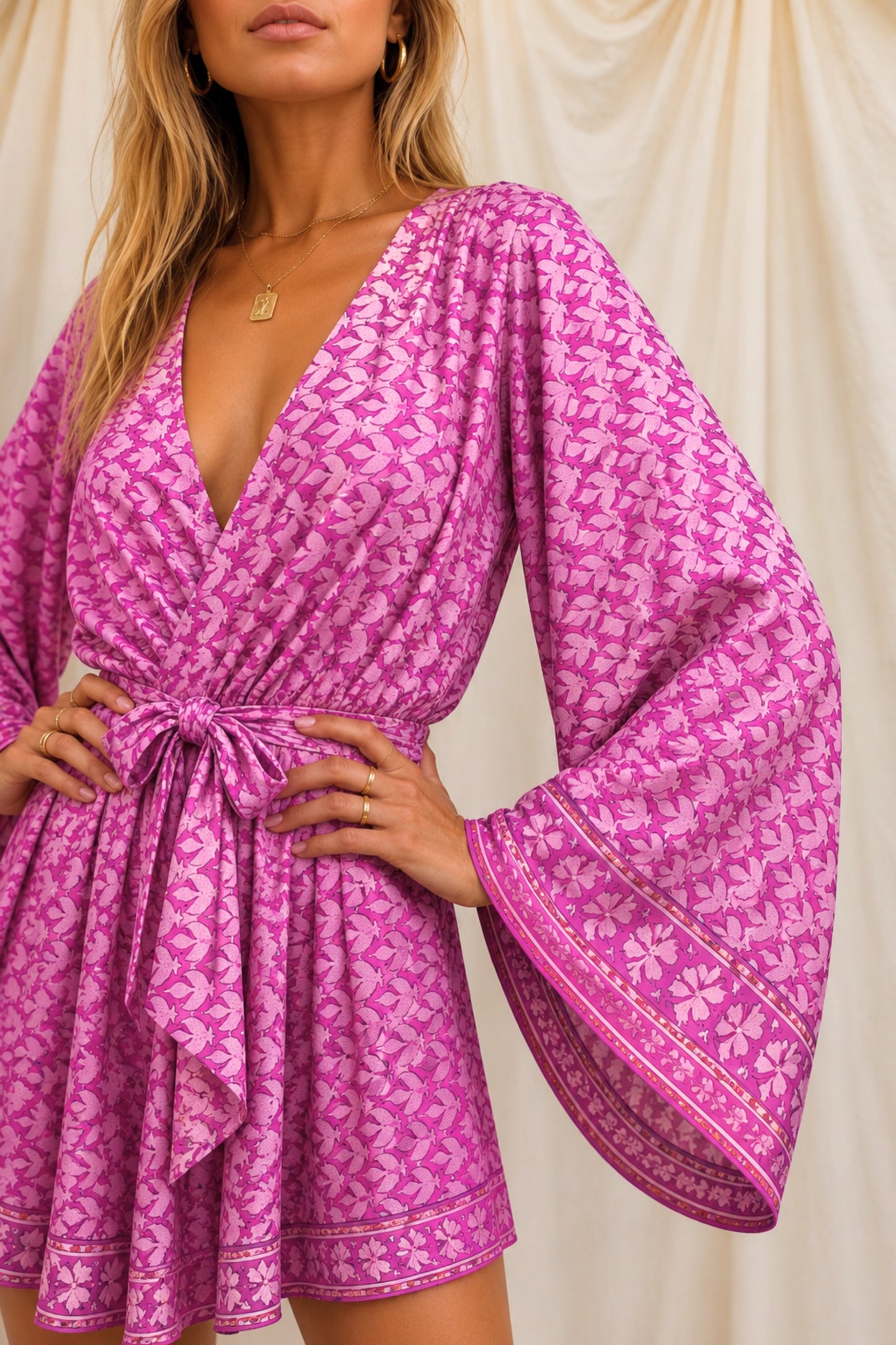INTUITION SOLARA Reclaimed Silk Kimono Dress Set