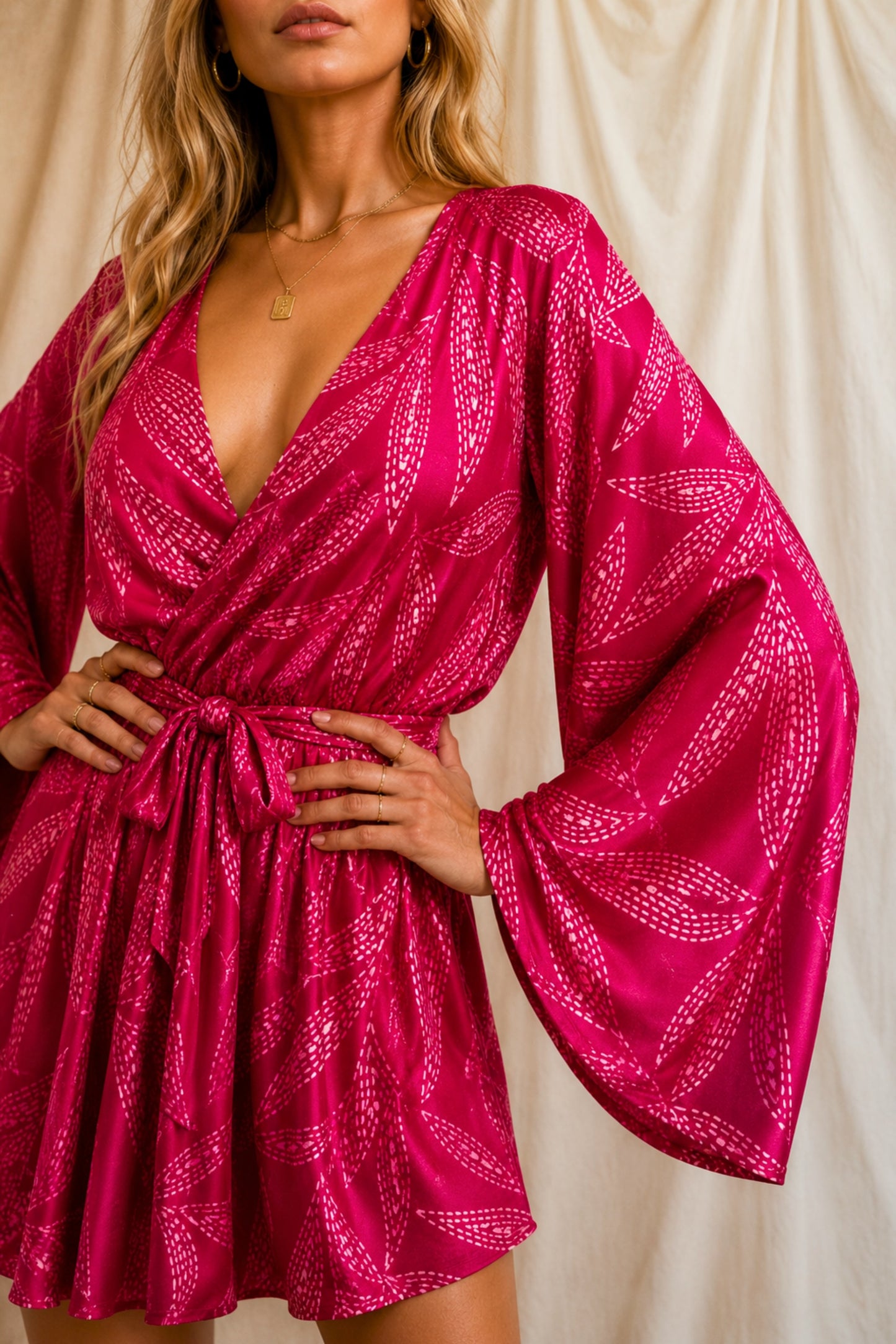 INTUITION SOLARA Reclaimed Silk Kimono Dress Set
