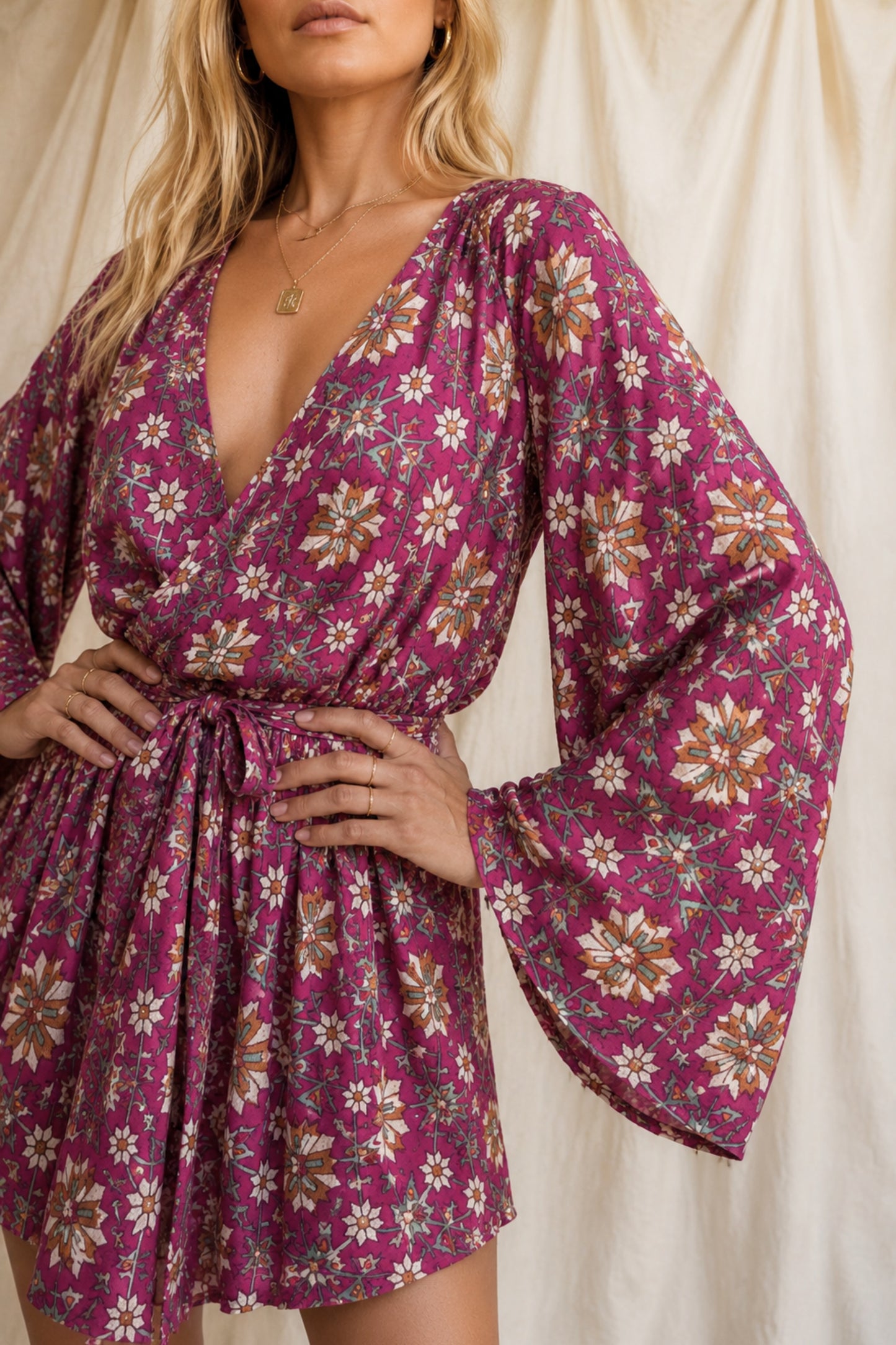 INTUITION SOLARA Reclaimed Silk Kimono Dress Set