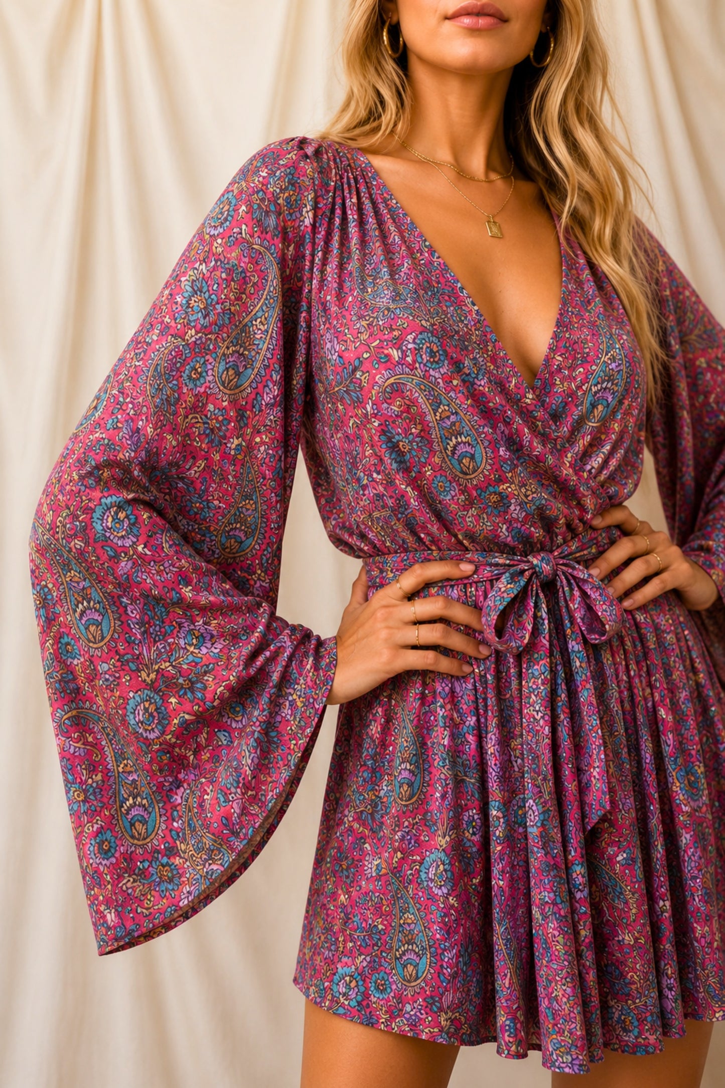INTUITION SOLARA Reclaimed Silk Kimono Dress Set