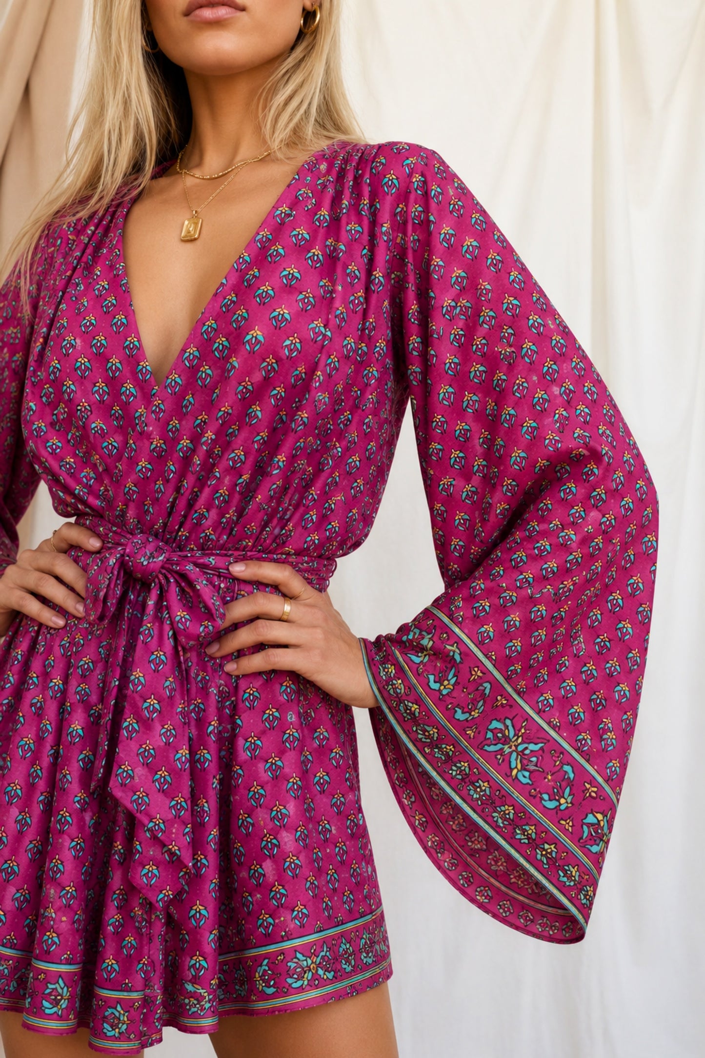 INTUITION SOLARA Reclaimed Silk Kimono Dress Set