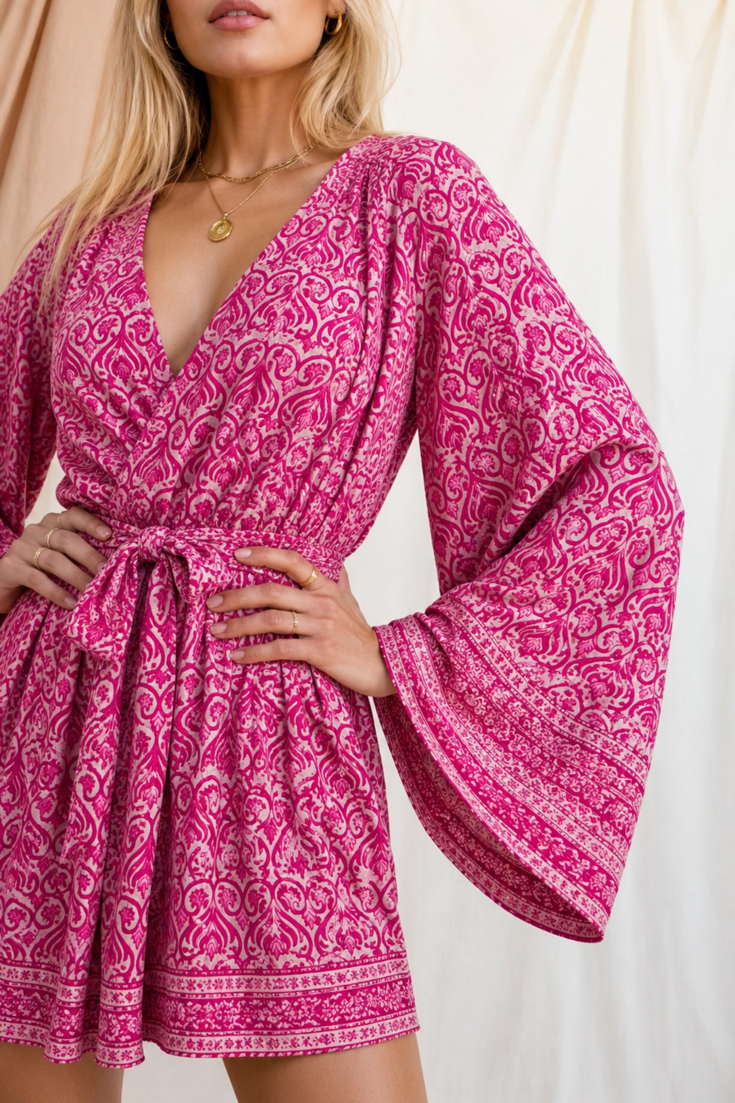INTUITION SOLARA Reclaimed Silk Kimono Dress Set