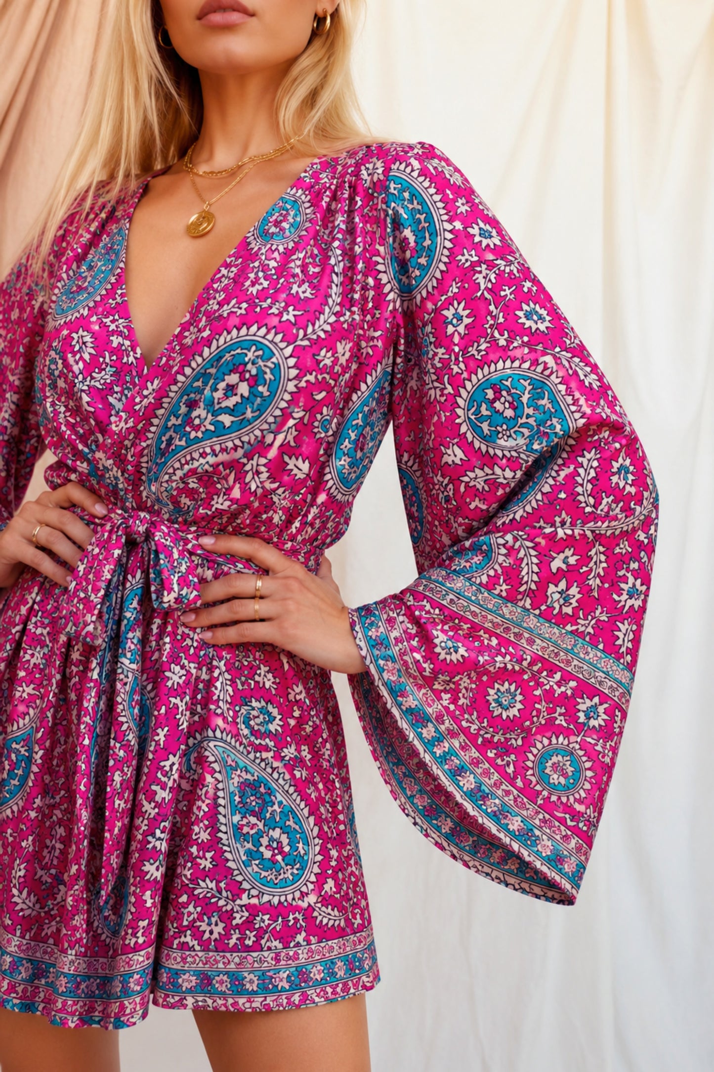 INTUITION SOLARA Reclaimed Silk Kimono Dress Set