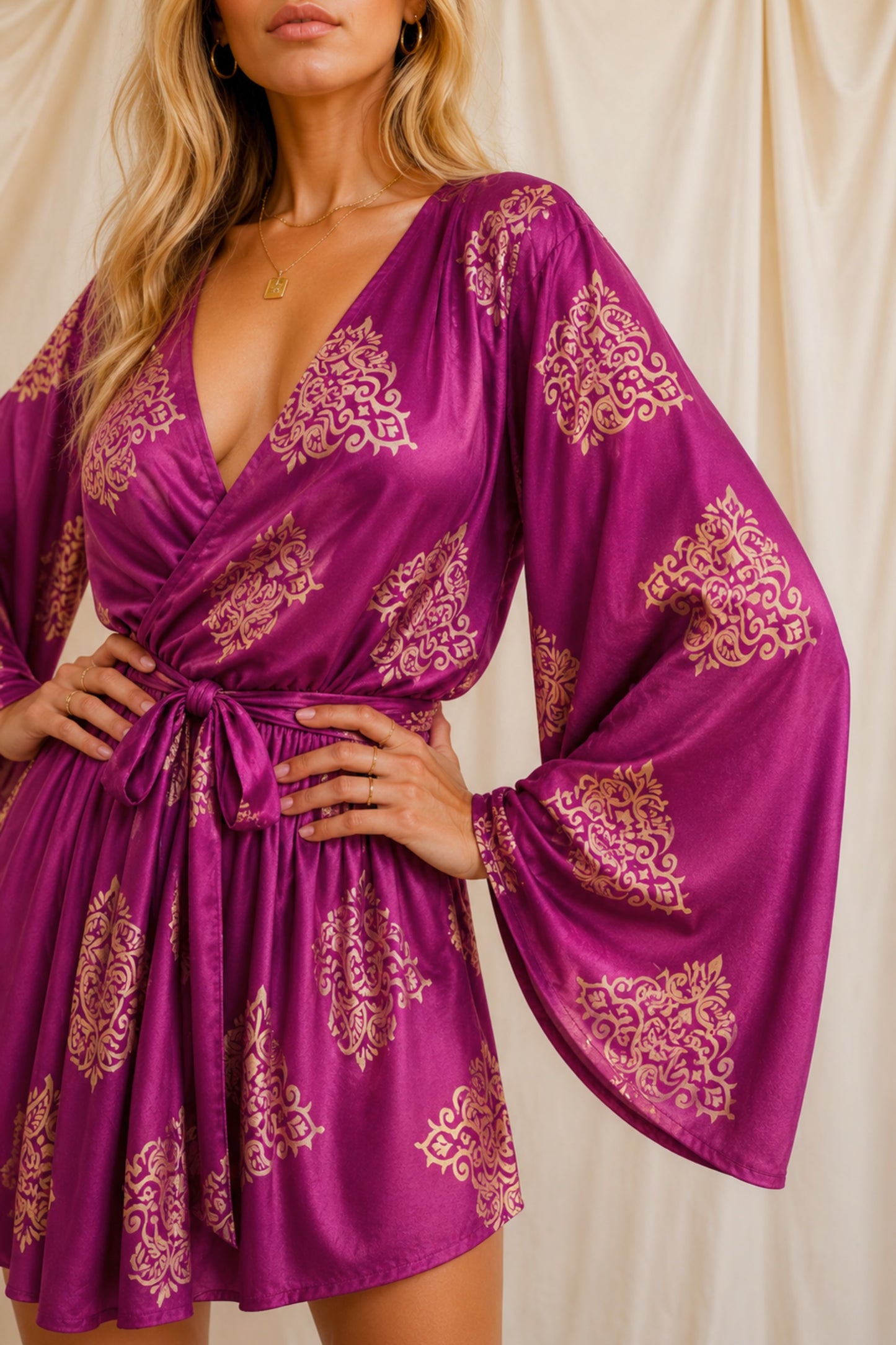 INTUITION SOLARA Reclaimed Silk Kimono Dress Set