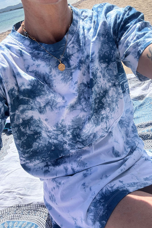 LOLA ORGANIC COTTON AND SHIBORI TSHIRT DRESS 