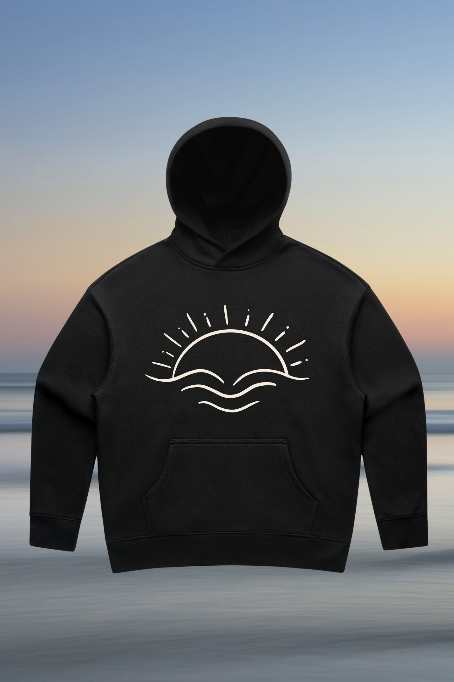 LUMA Sustainable Hoodie in Black – relaxed fit recycled fleece hoodie made from waste to wear fibres by Meraki Beach