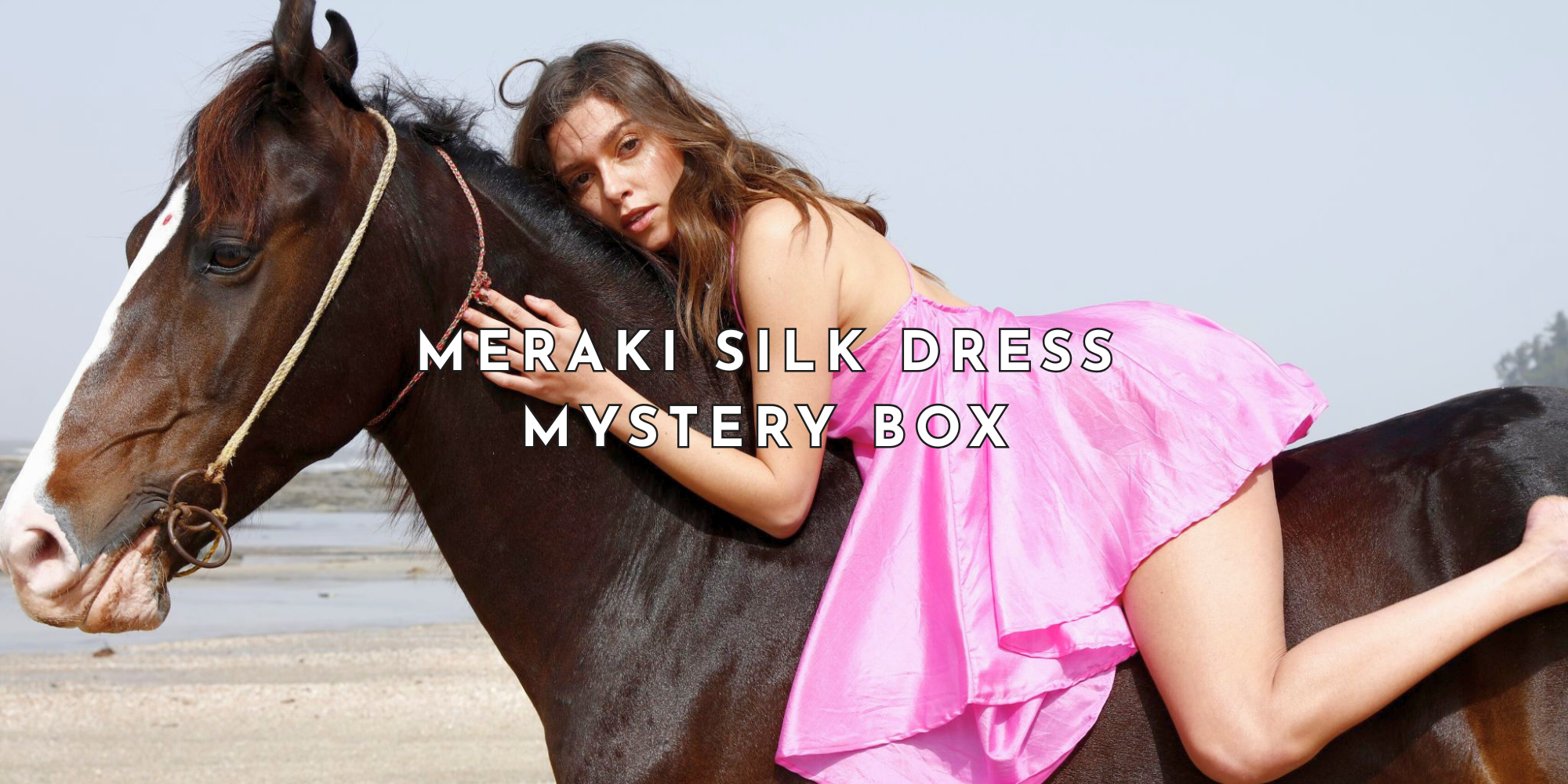 GIRL ON HORSE WEARING PINK SUSTAINABLE SILK DRESS BY MERAKI BEACH
