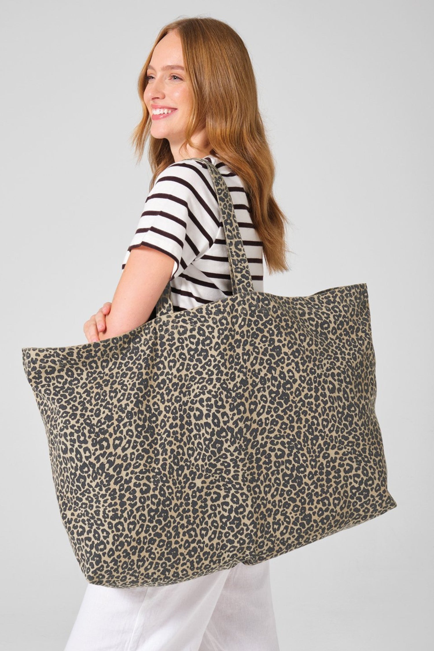 NALA recycled cotton leopard print tote bag oversized canvas by Meraki Beach