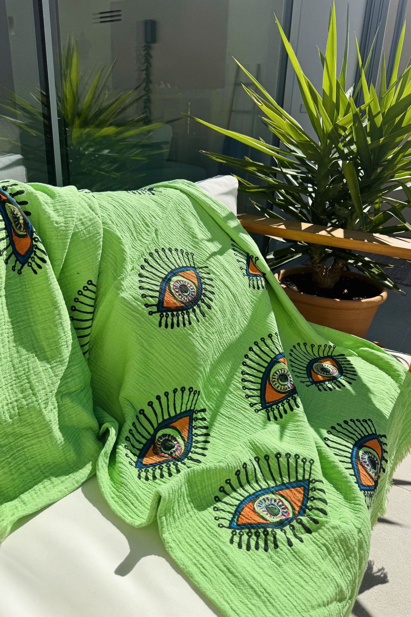 NAYA lime peshtemal organic cotton beach towel by Meraki Beach