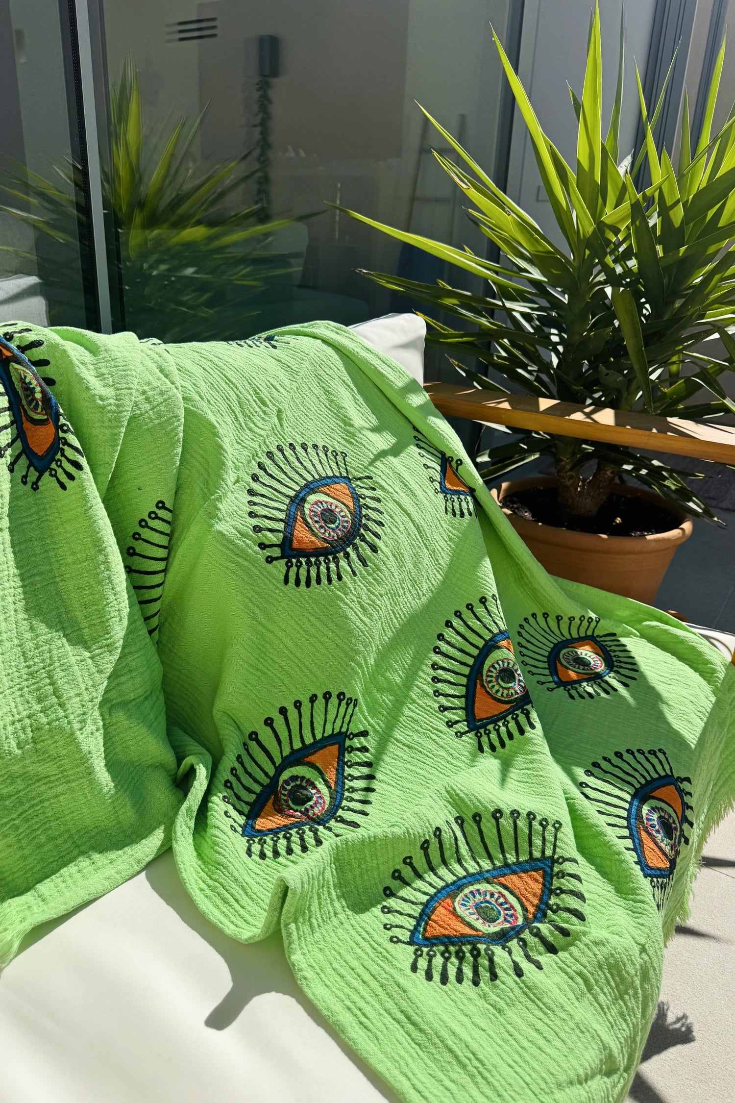 NAYA lime peshtemal organic cotton beach towel by Meraki Beach