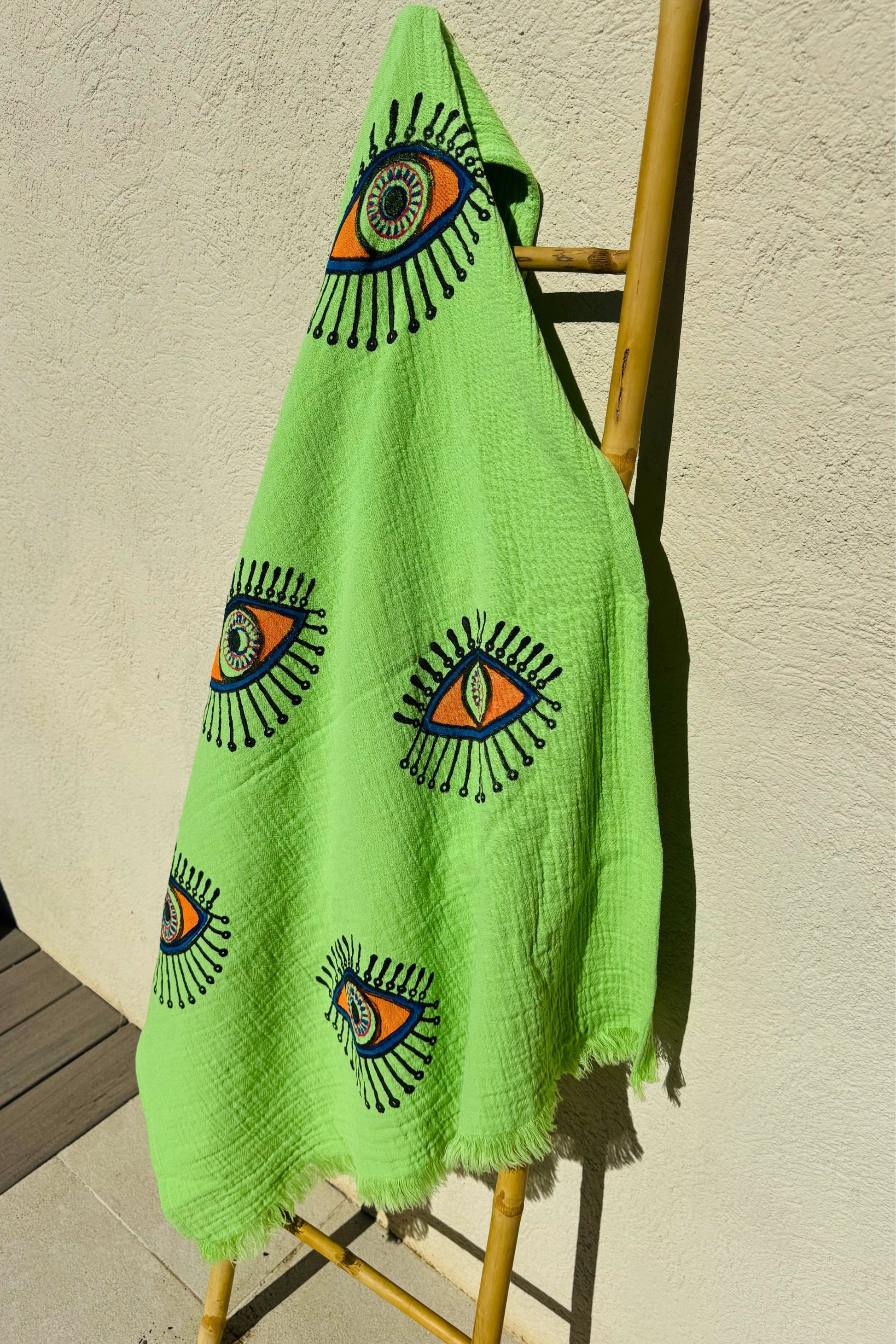 NAYA lime peshtemal organic cotton beach towel by Meraki Beach