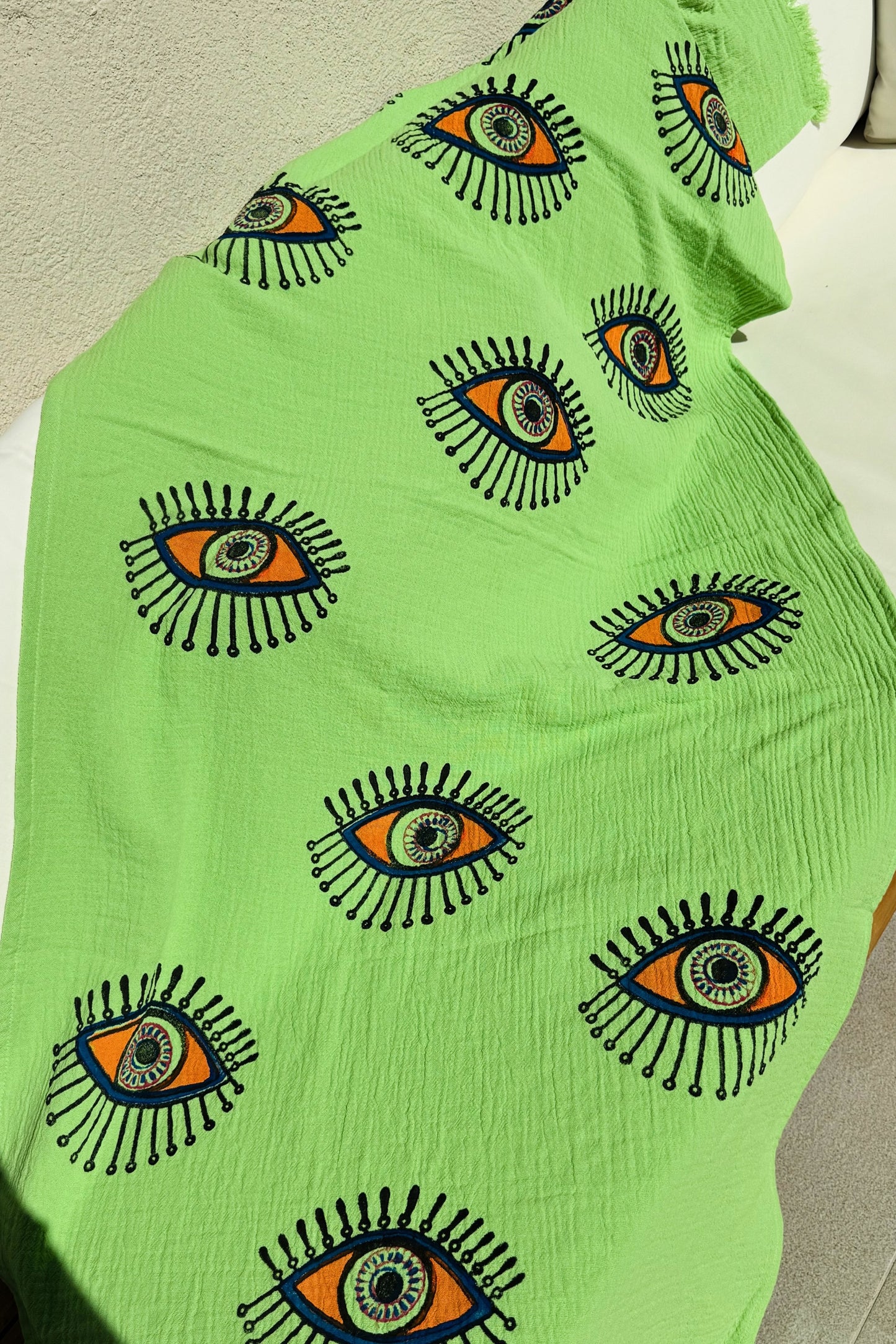 NAYA lime peshtemal organic cotton beach towel by Meraki Beach