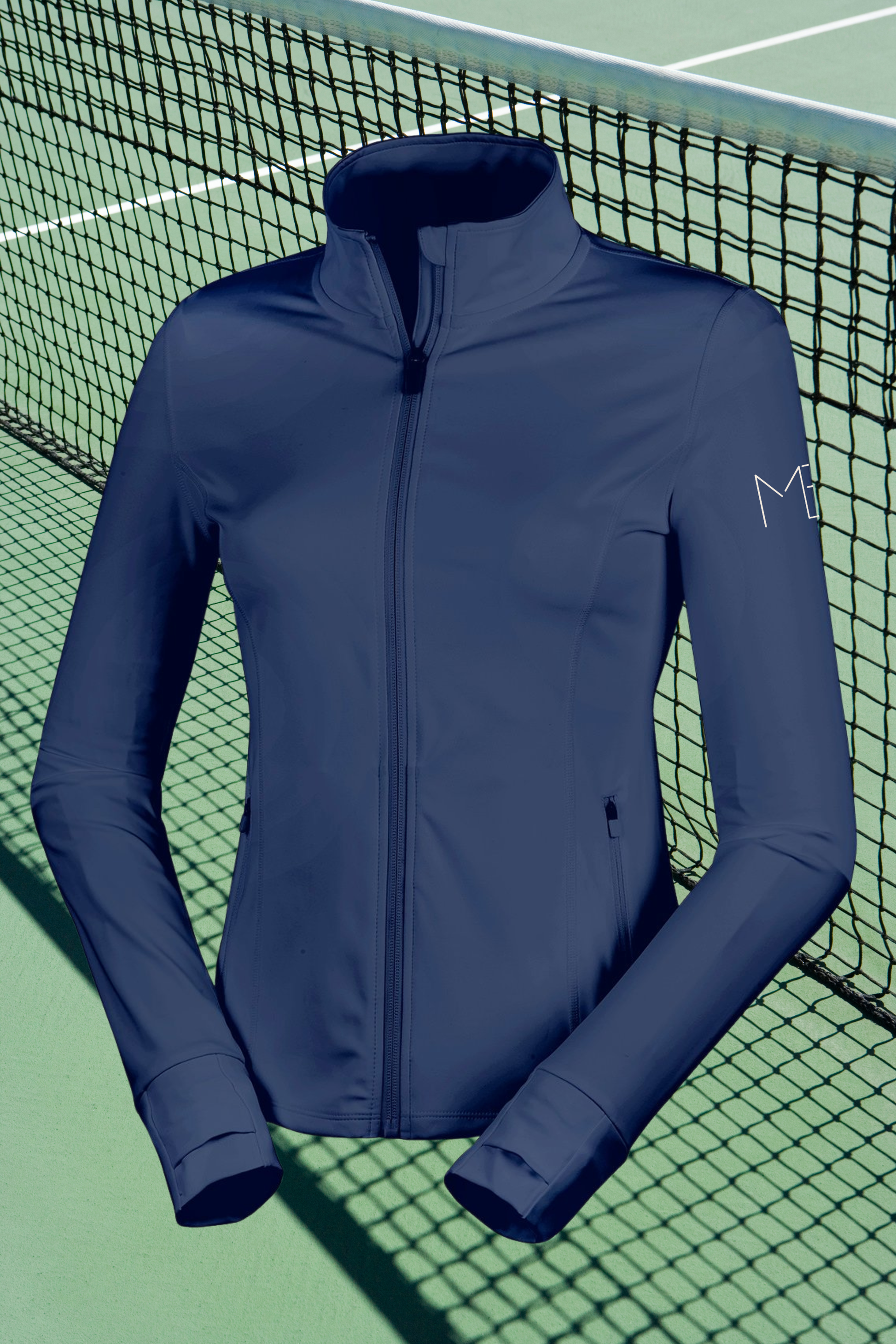 Navy PALMA Recycled Performance Jacket – ethical women’s sportswear, sustainable and breathable fabric by Meraki Beach