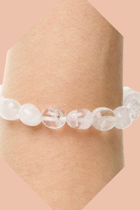 Quartz Crystal Bracelet with Free Crystal Guide and Jute Hessian Bag by Meraki Beach - Wear Your Energy Crystal Collection.