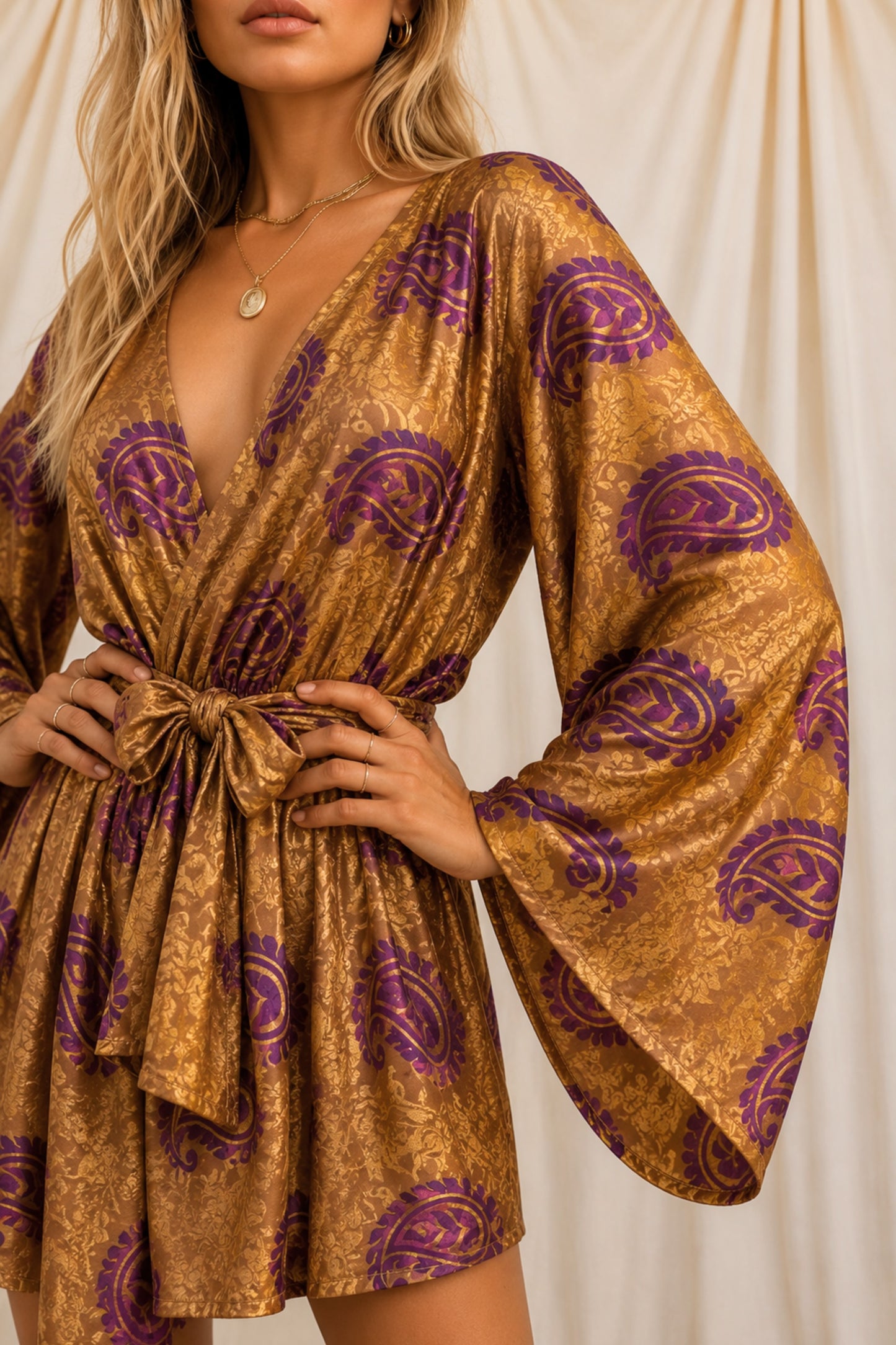 RADIATE SOLARA Reclaimed Silk Kimono Dress Set