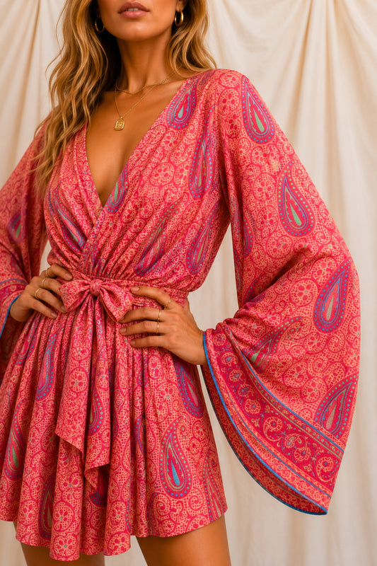SOLARA - RADIATE Silk Kimono Wrap Dress