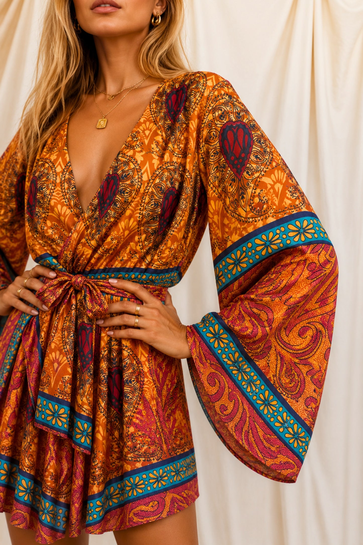 RADIATE SOLARA Reclaimed Silk Kimono Dress Set