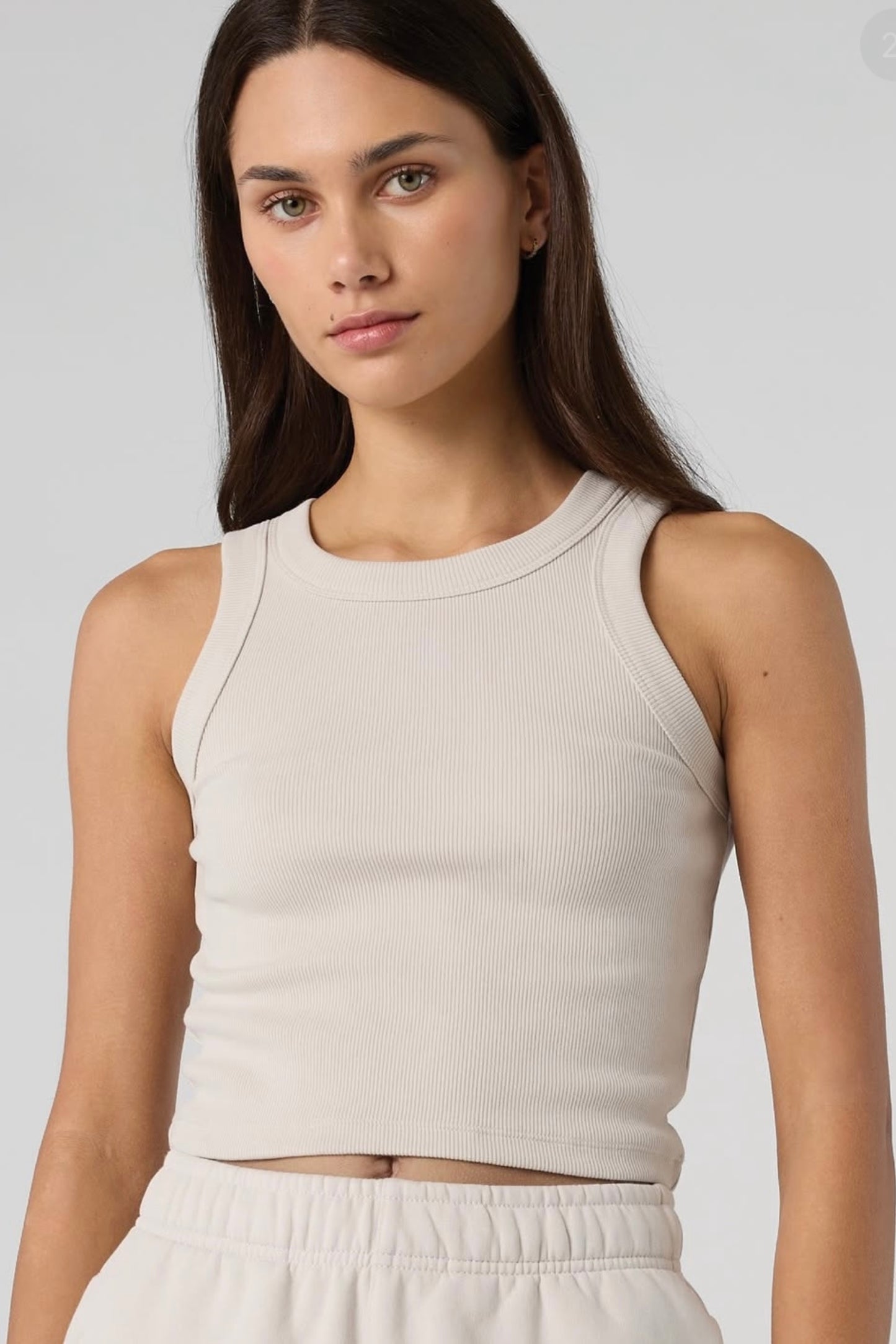 REVA Rib Organic Cotton Tank in Bone – minimalist organic cotton rib tank top