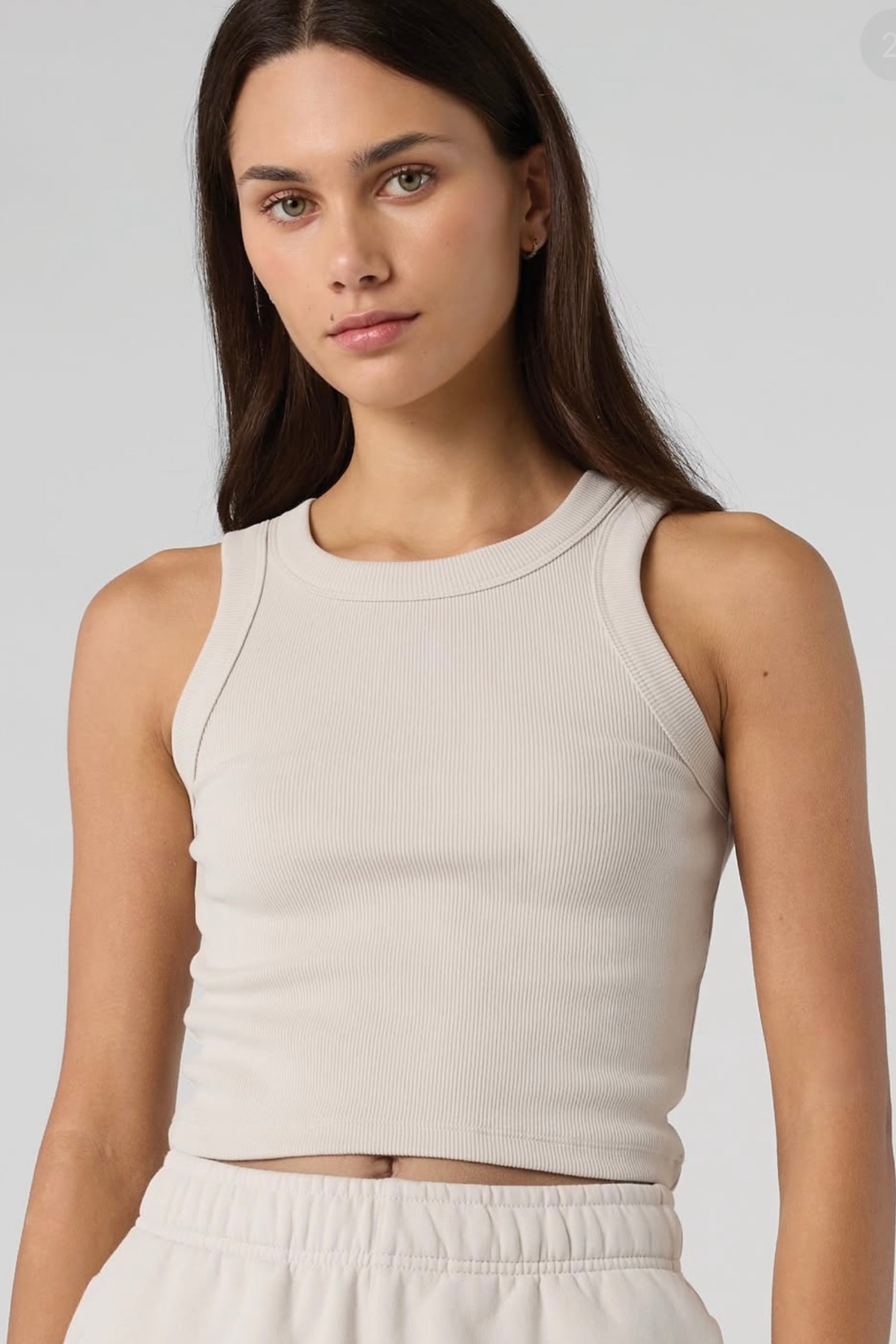 REVA Rib Organic Cotton Tank in Bone – minimalist organic cotton rib tank top