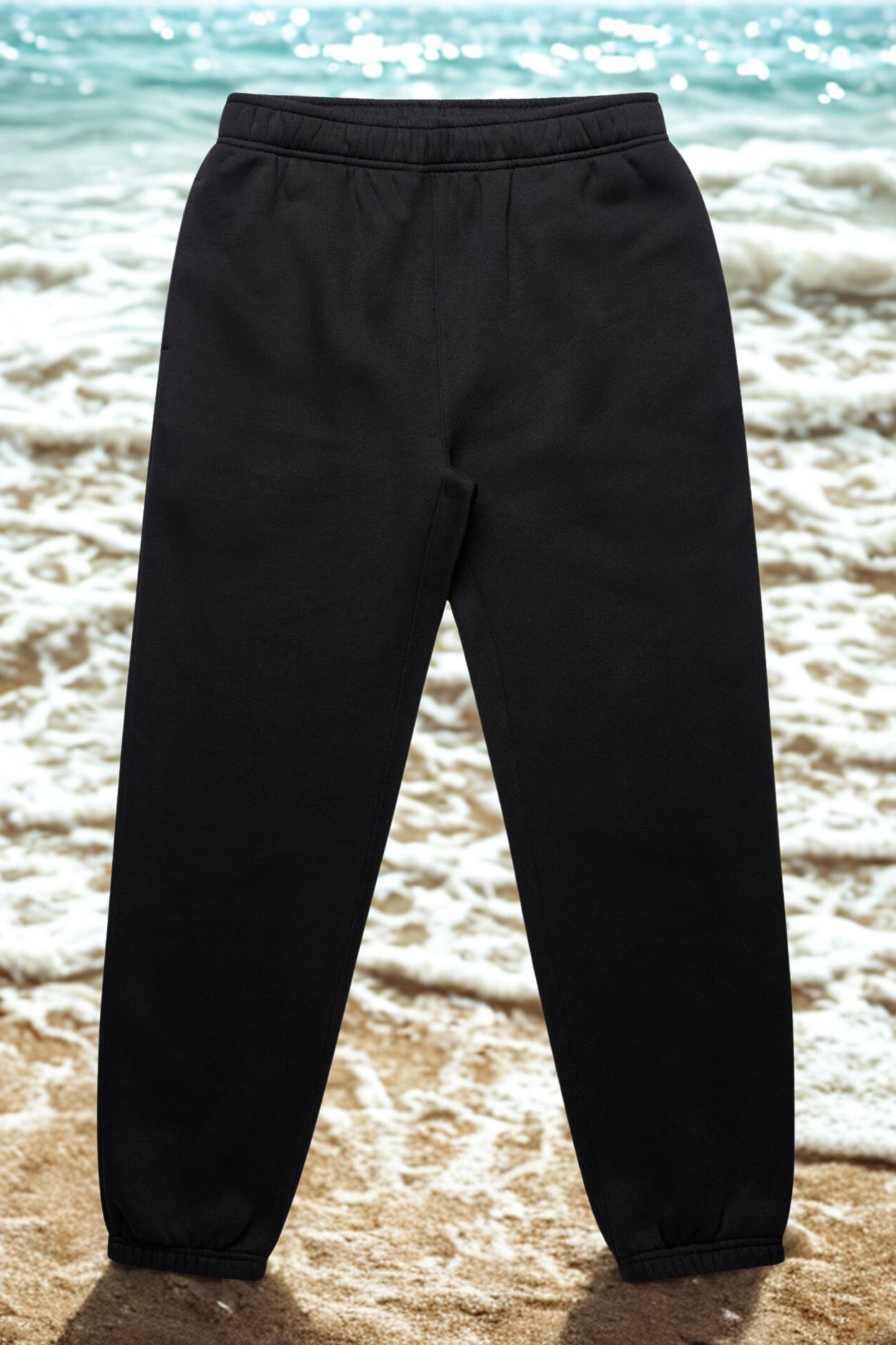REVA Recycled Relax Joggers by Meraki Beach – sustainable cotton fleece joggers in Black
