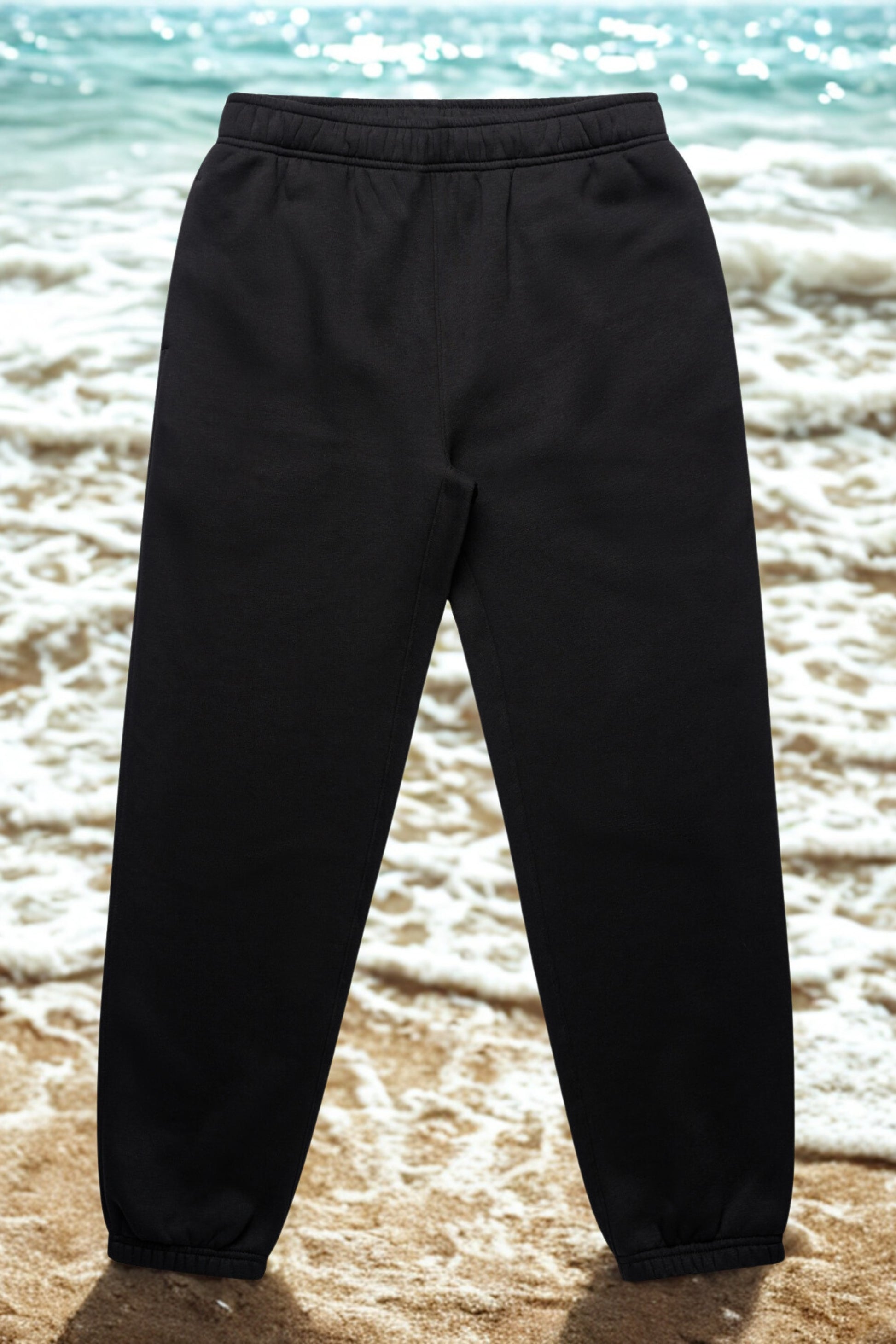 REVA Recycled Relax Joggers by Meraki Beach – sustainable cotton fleece joggers in Black