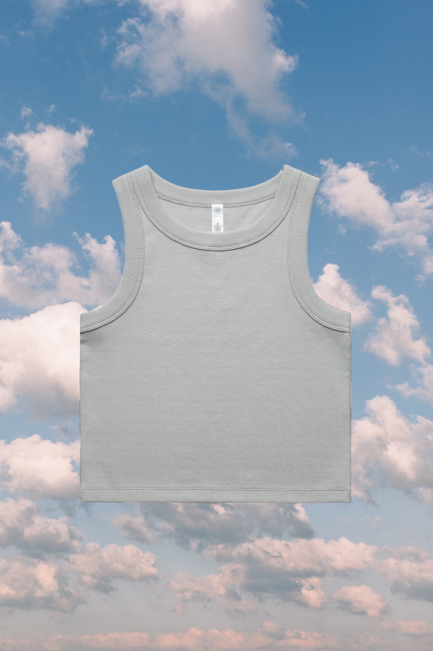 REVA Rib Organic Cotton Tank in Storm – sustainable ribbed crop top by Meraki Beach