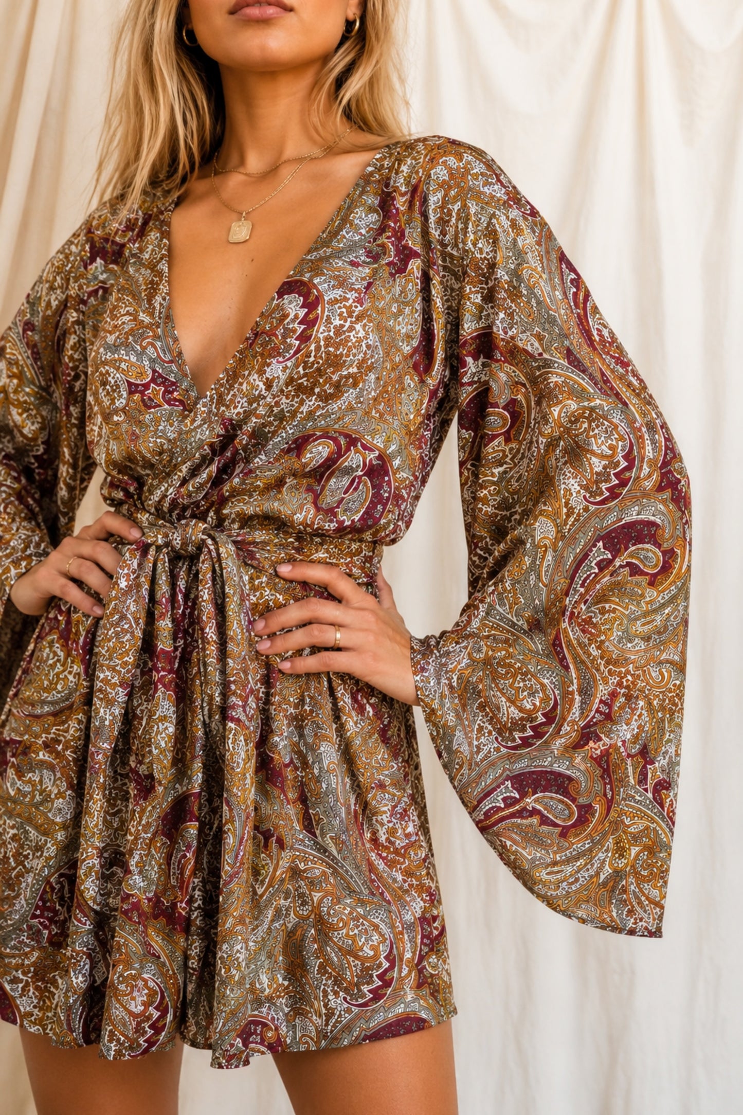 ROOT SOLARA Reclaimed Silk Kimono Dress Set