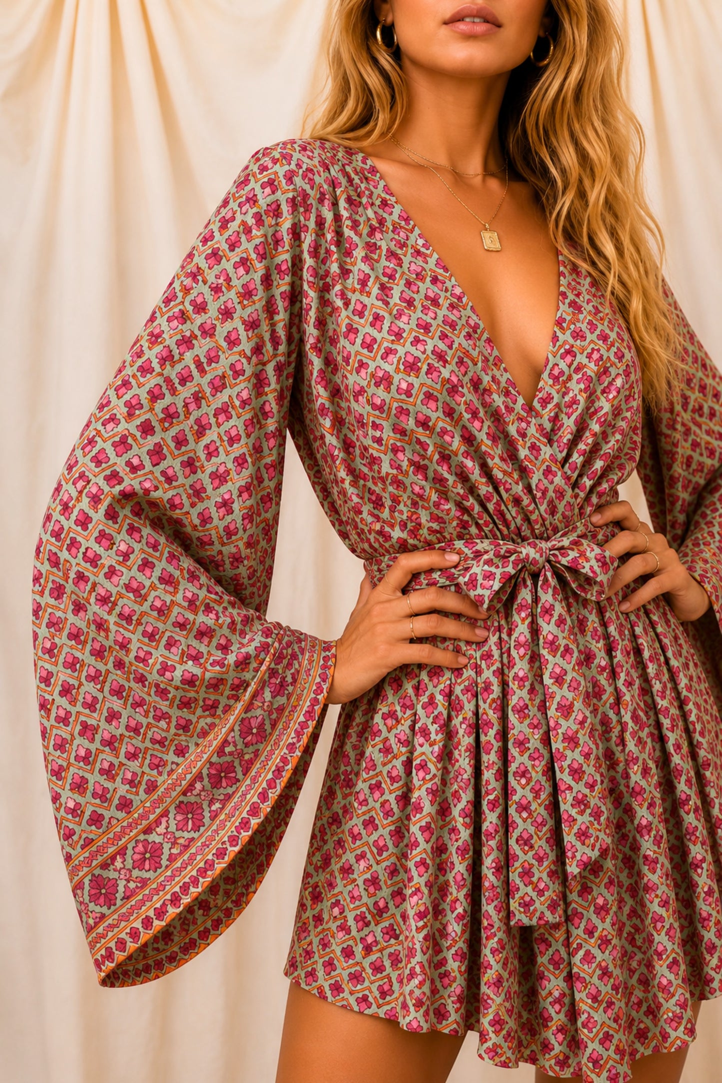 ROOT SOLARA Reclaimed Silk Kimono Dress Set