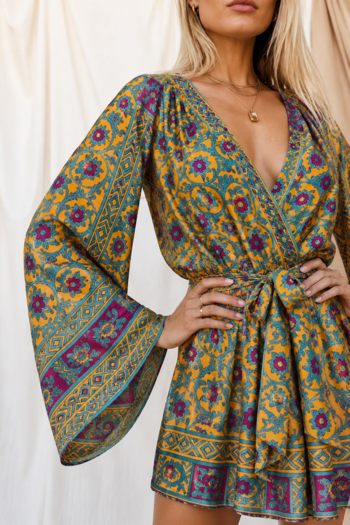 ROOT SOLARA Reclaimed Silk Kimono Dress Set