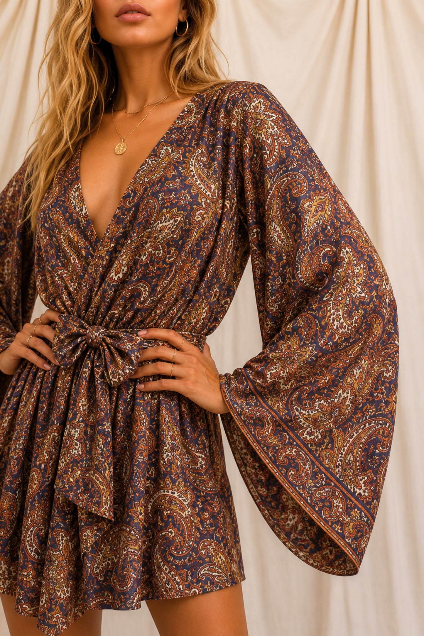 ROOT SOLARA Reclaimed Silk Kimono Dress Set