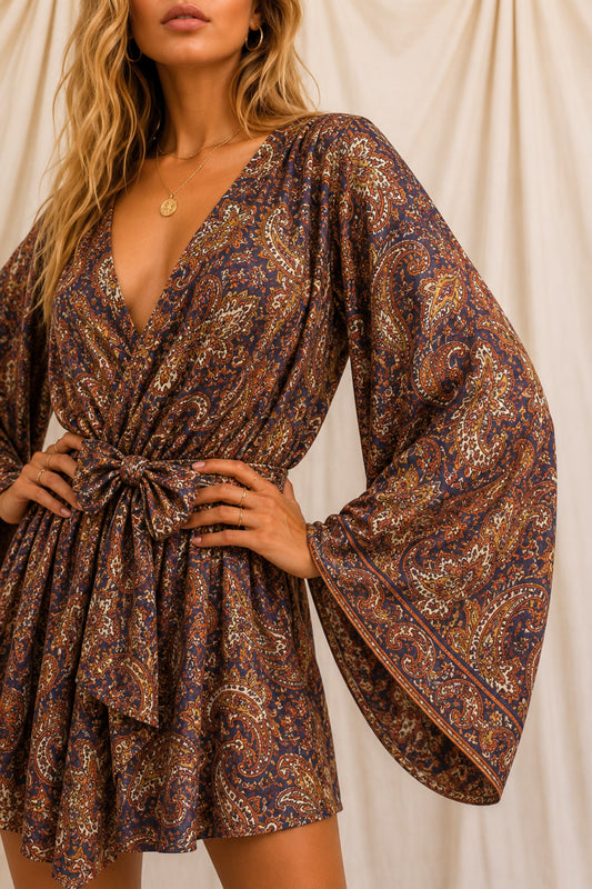 SOLARA - ROOT Silk Kimono Wrap Dress