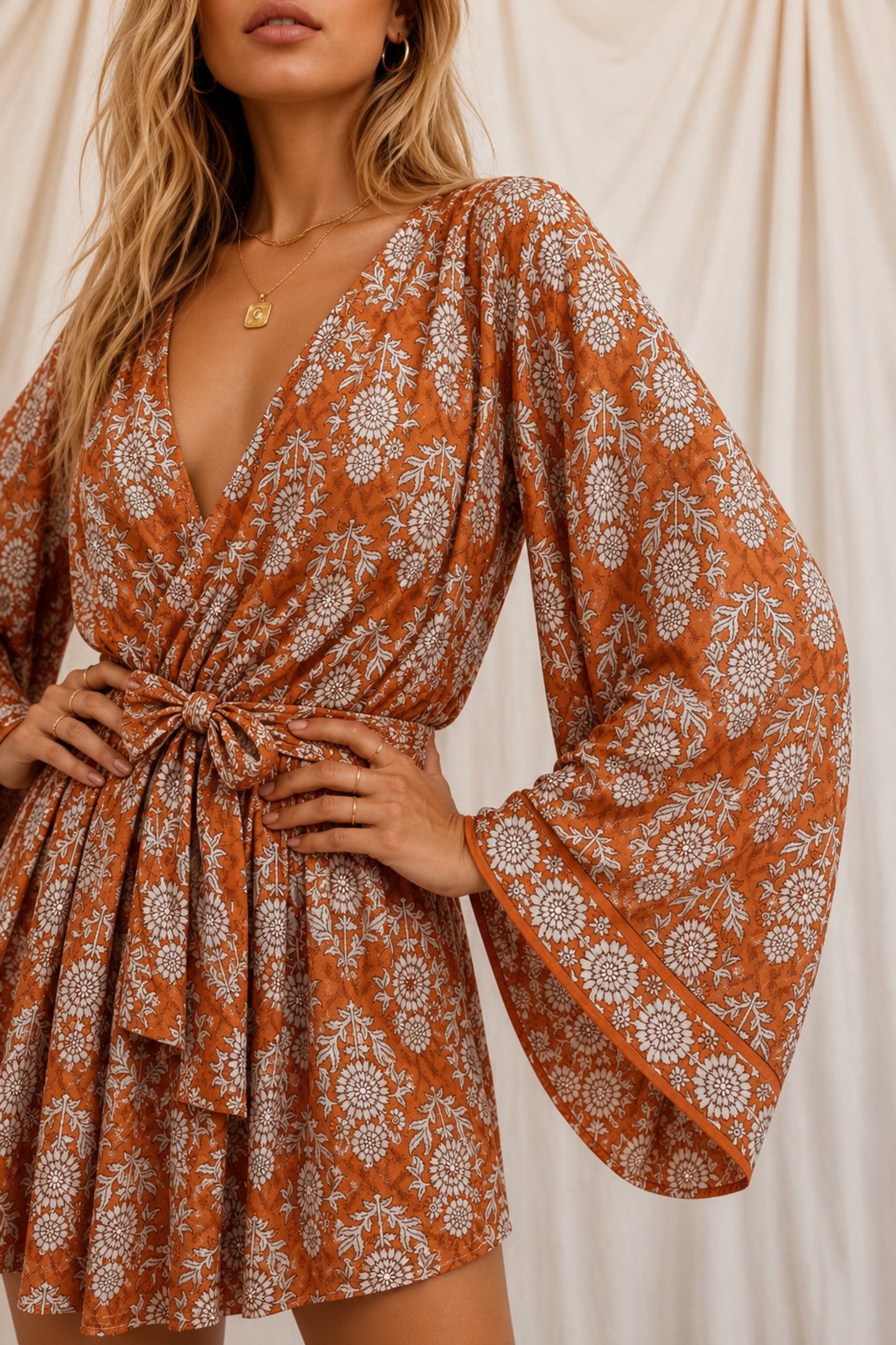 ROOT SOLARA Reclaimed Silk Kimono Dress Set