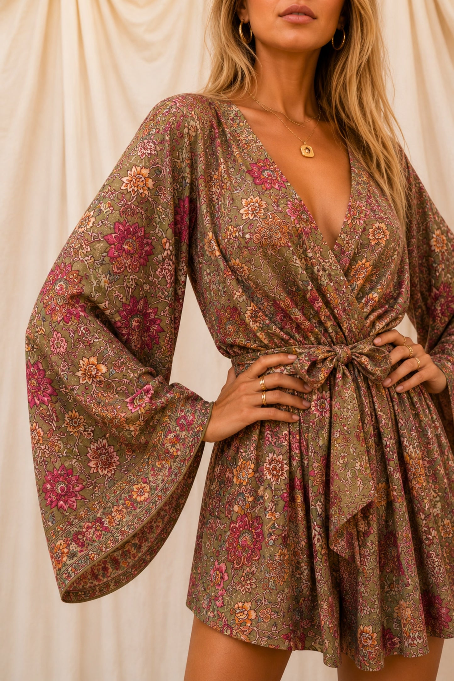 ROOT SOLARA Reclaimed Silk Kimono Dress Set