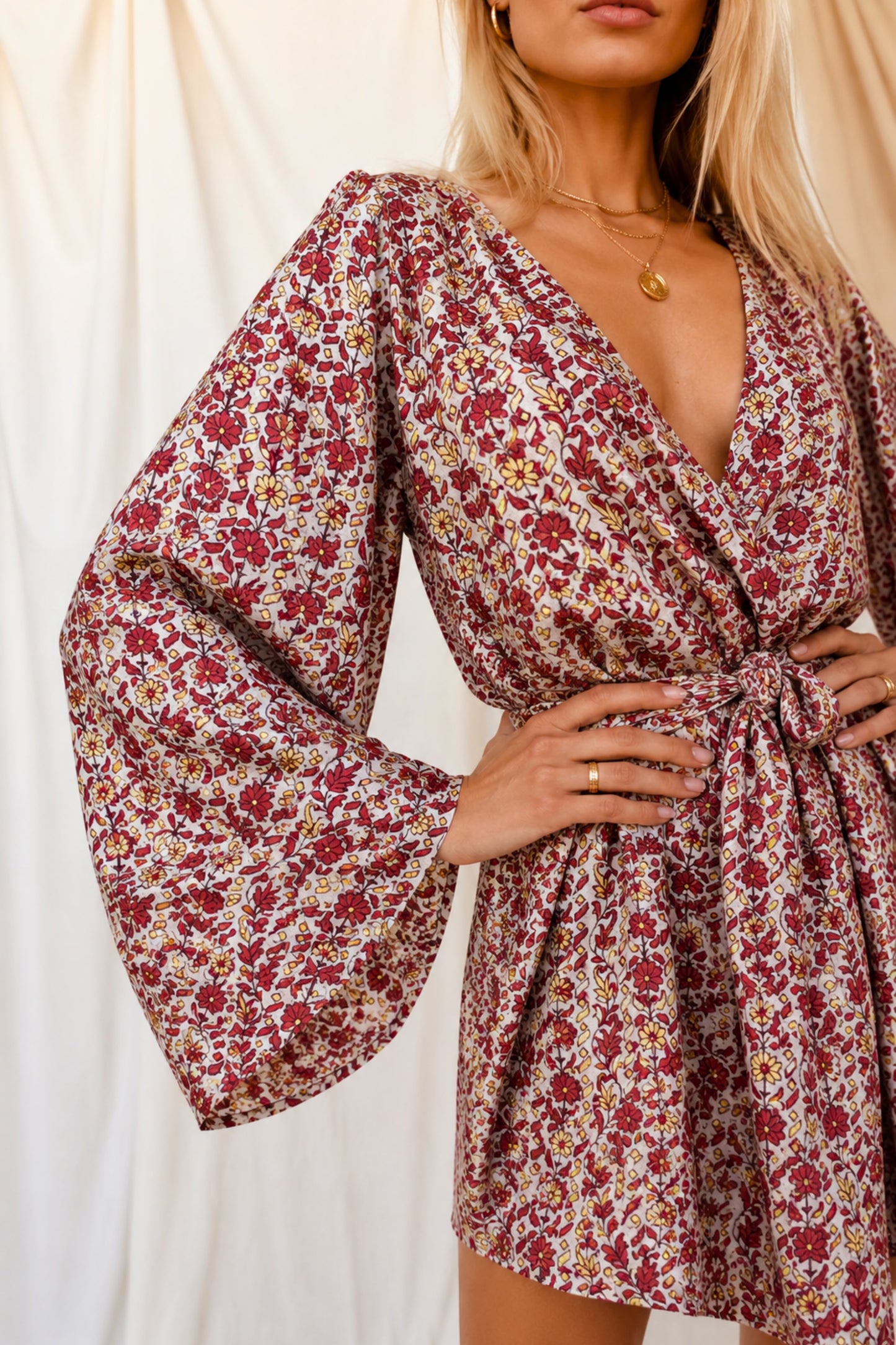 ROOT SOLARA Reclaimed Silk Kimono Dress Set