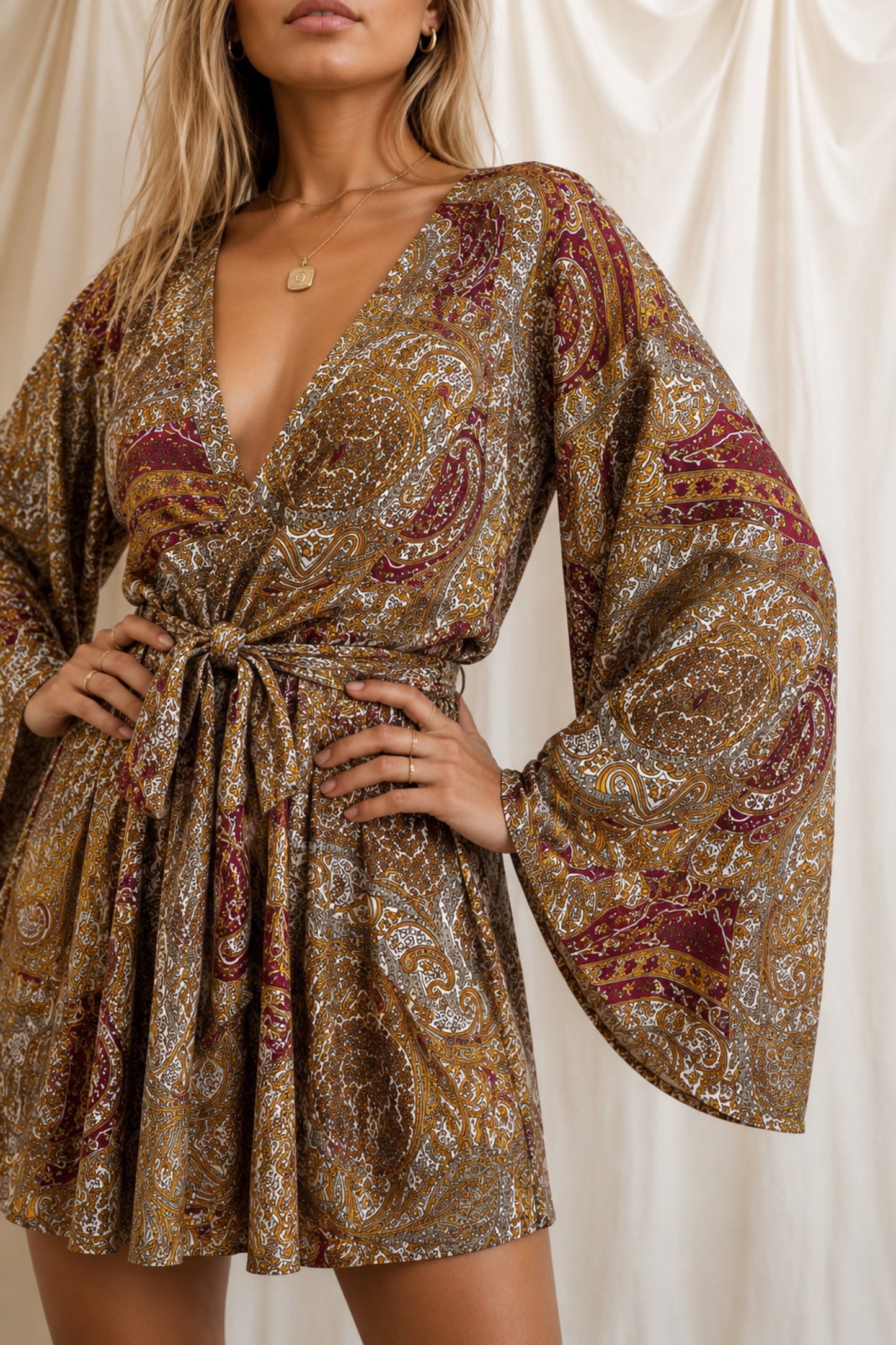 ROOT SOLARA Reclaimed Silk Kimono Dress Set
