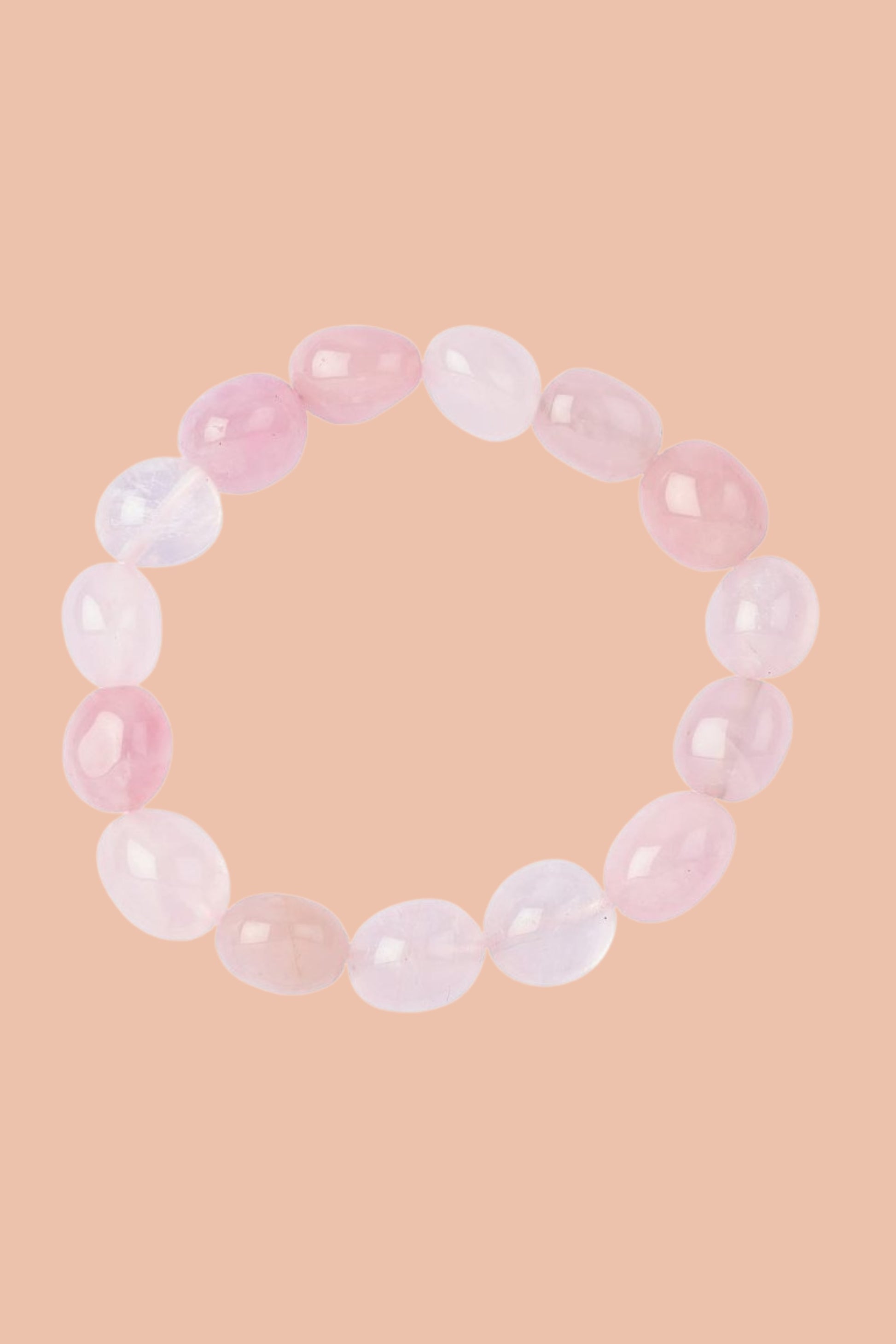 Rose Quartz Crystal Bracelet with Natural 8-10mm Tumblestone Beads By Meraki Rituals Crystal Collection.