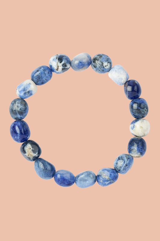 SODALITE Healing Crystal Bracelet with Jute Hessian Gift Pouch by Meraki Breach - Wear Your Energy Crystal Collection.