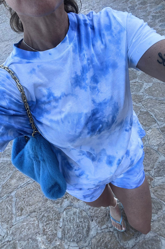 SOFIA SET IN OCEAN BLUE TIE DYE - TEE SHIRT AND SHORTS
