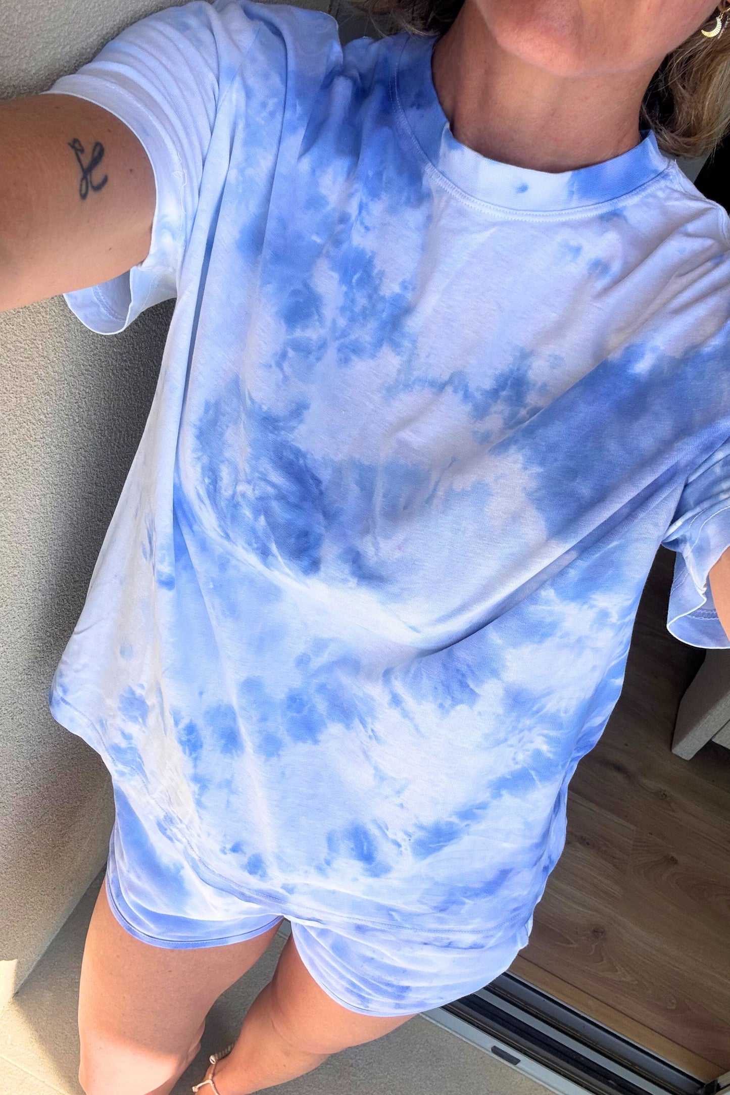SOFIA SET IN OCEAN BLUE TIE DYE - TEE SHIRT AND SHORTS