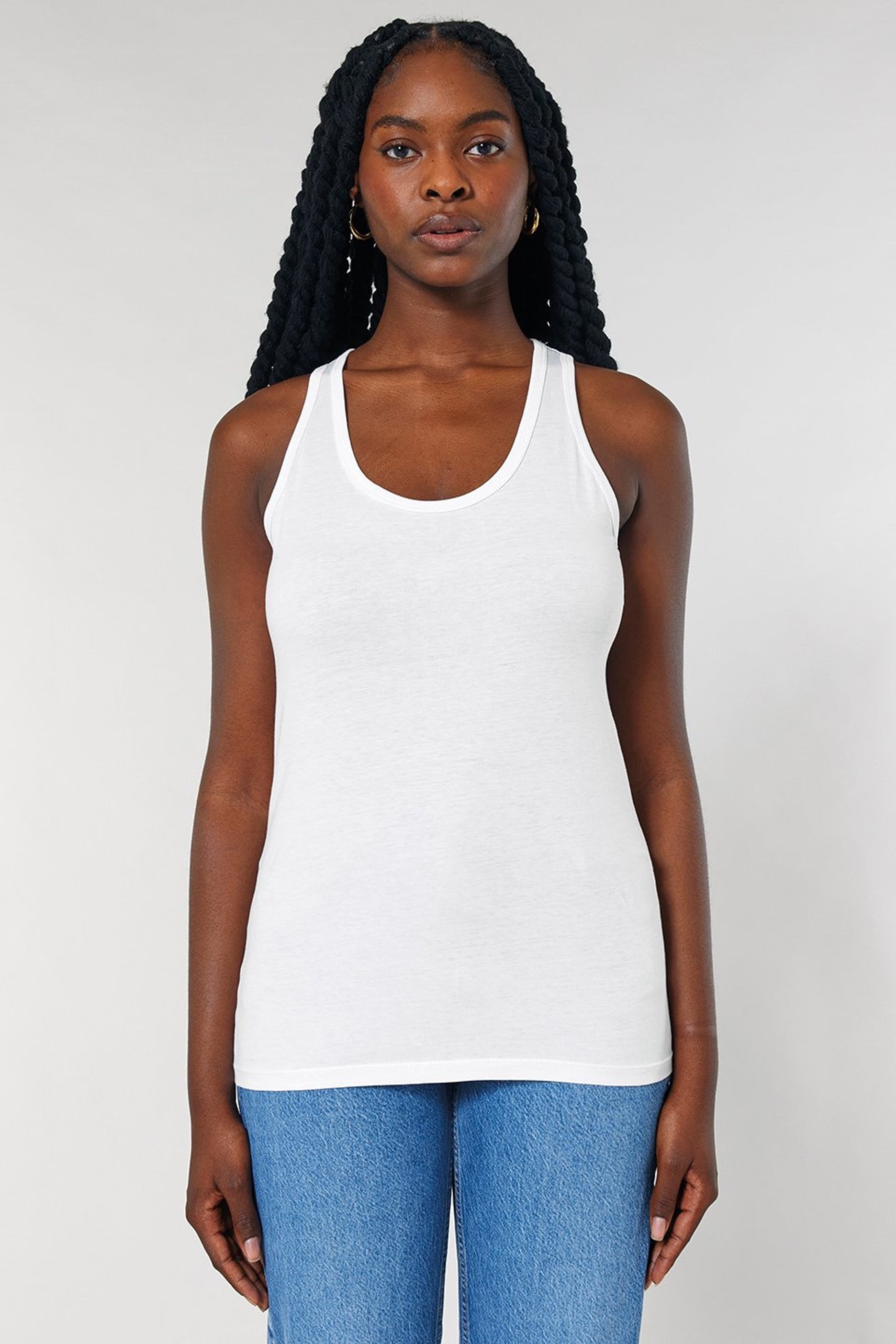 SUNDYE WHITE ORGANIC COTTON FITTED TANK TOP IN DRIFT WHITE