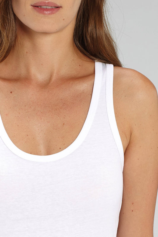 SUNDYE WHITE ORGANIC COTTON FITTED TANK TOP IN DRIFT WHITE