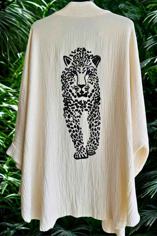 WILD LEOPARD ORGANIC COTTON BEACH SHIRT