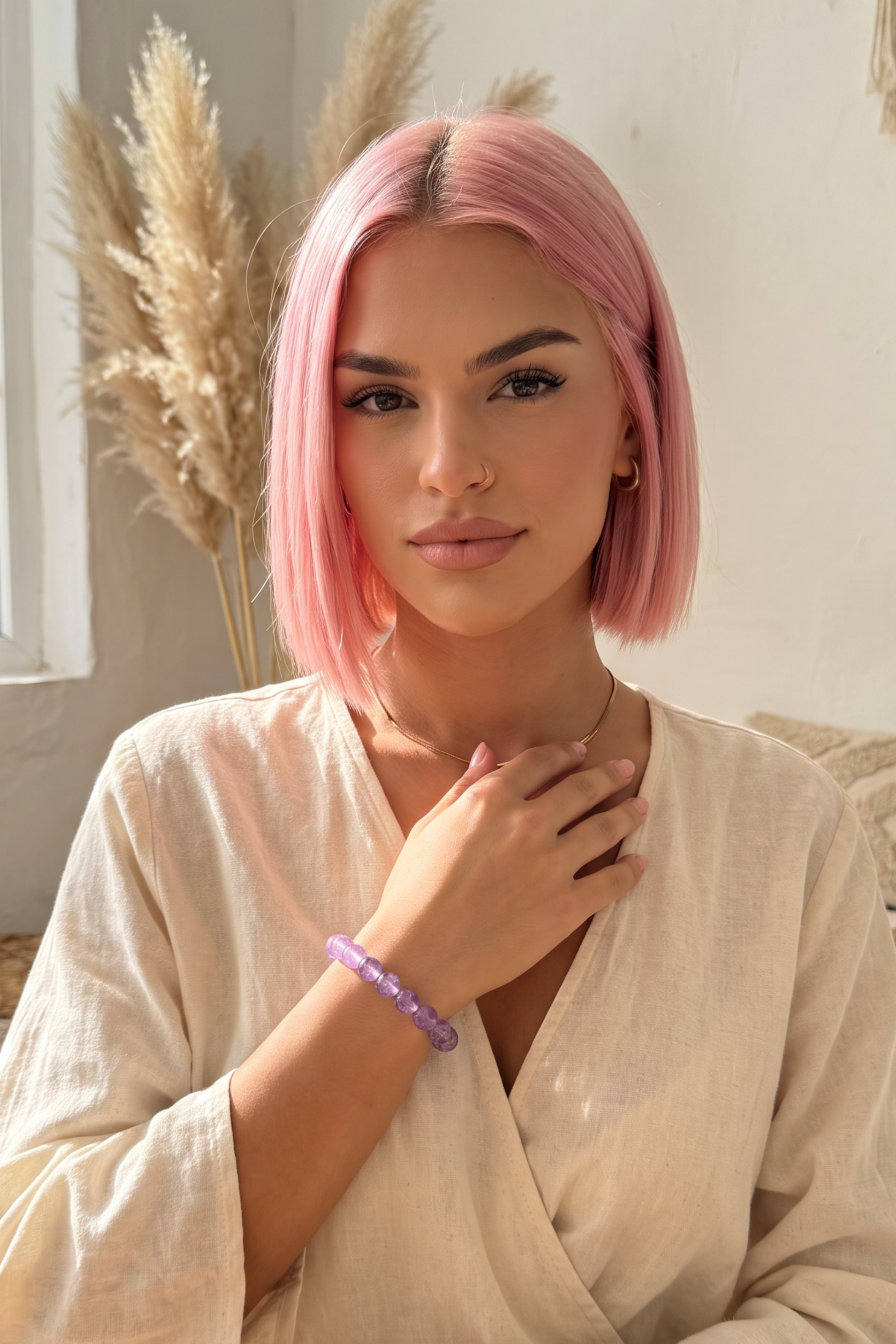 Amethyst Crystal Bracelet with Free Crystal Guide by Meraki Rituals Crystal Collection. 