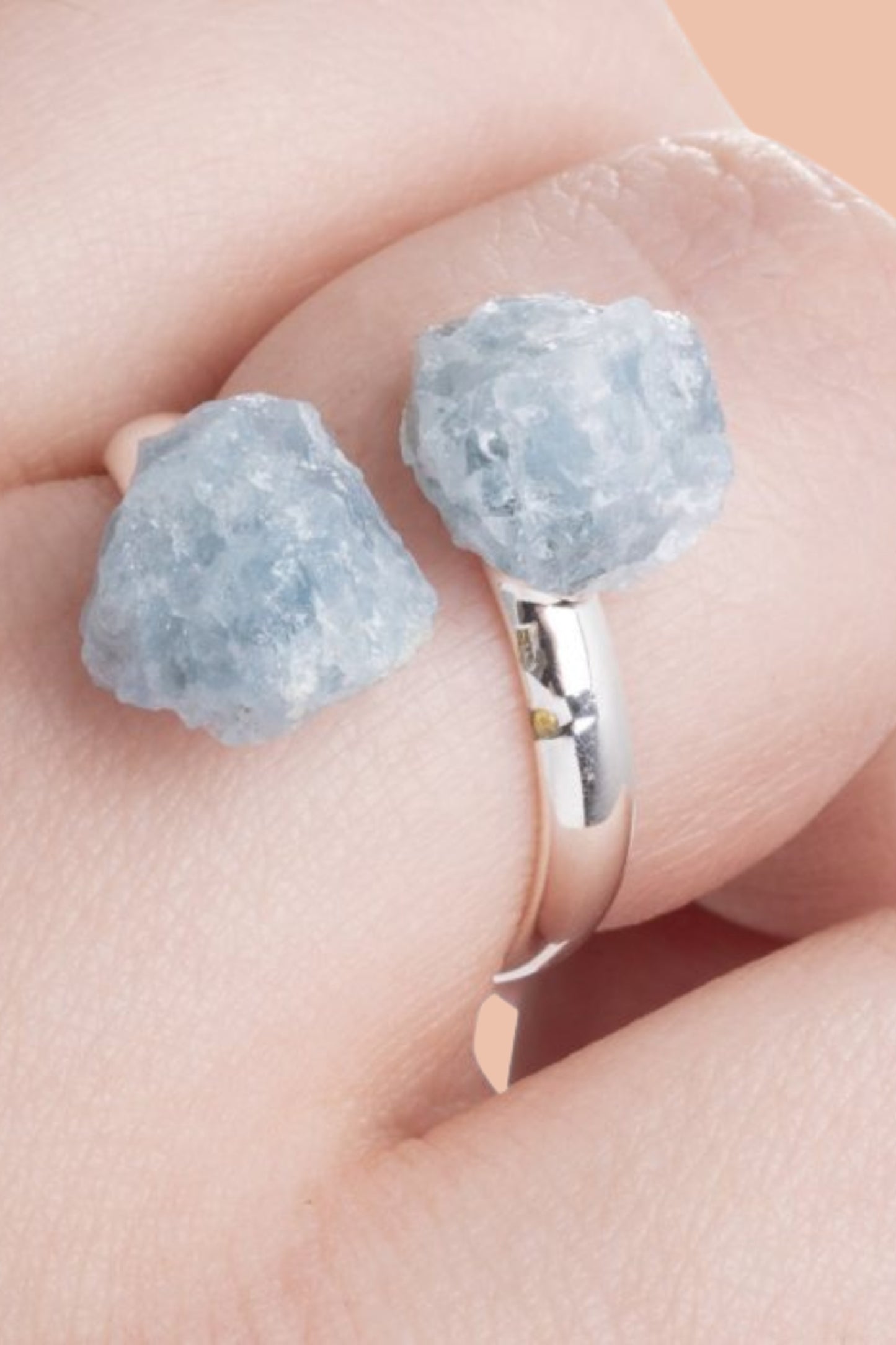 AQUAMARINE silver plated ring by Meraki Beach Crystal Collection.
