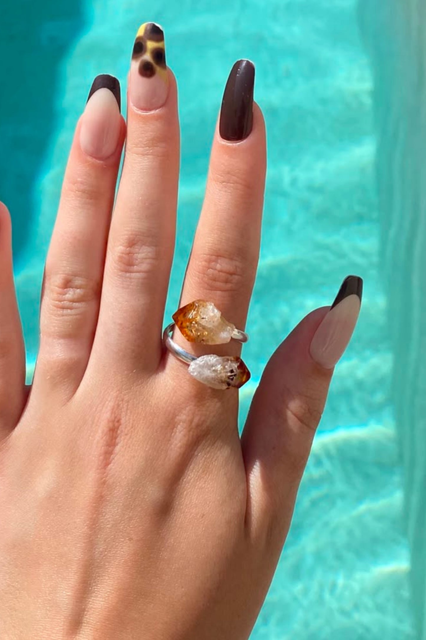 CITRINE silver plated ring by Meraki Beach Crystal Collection.