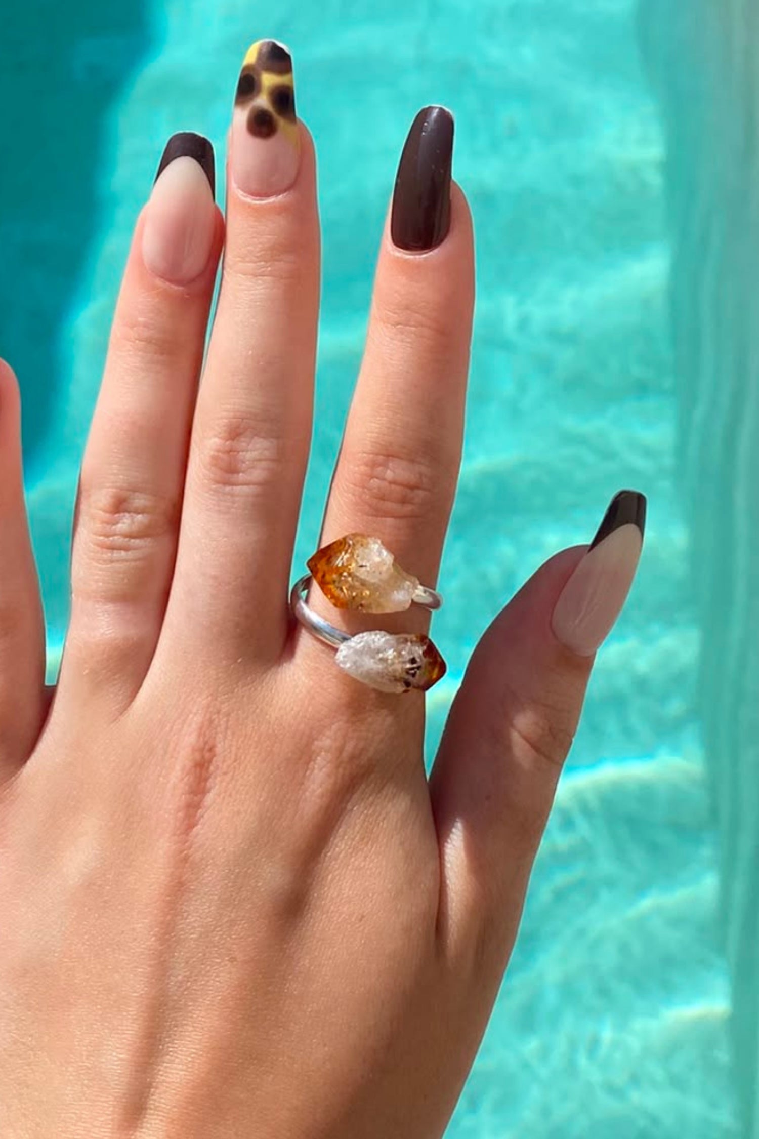 CITRINE silver plated ring by Meraki Beach Crystal Collection.