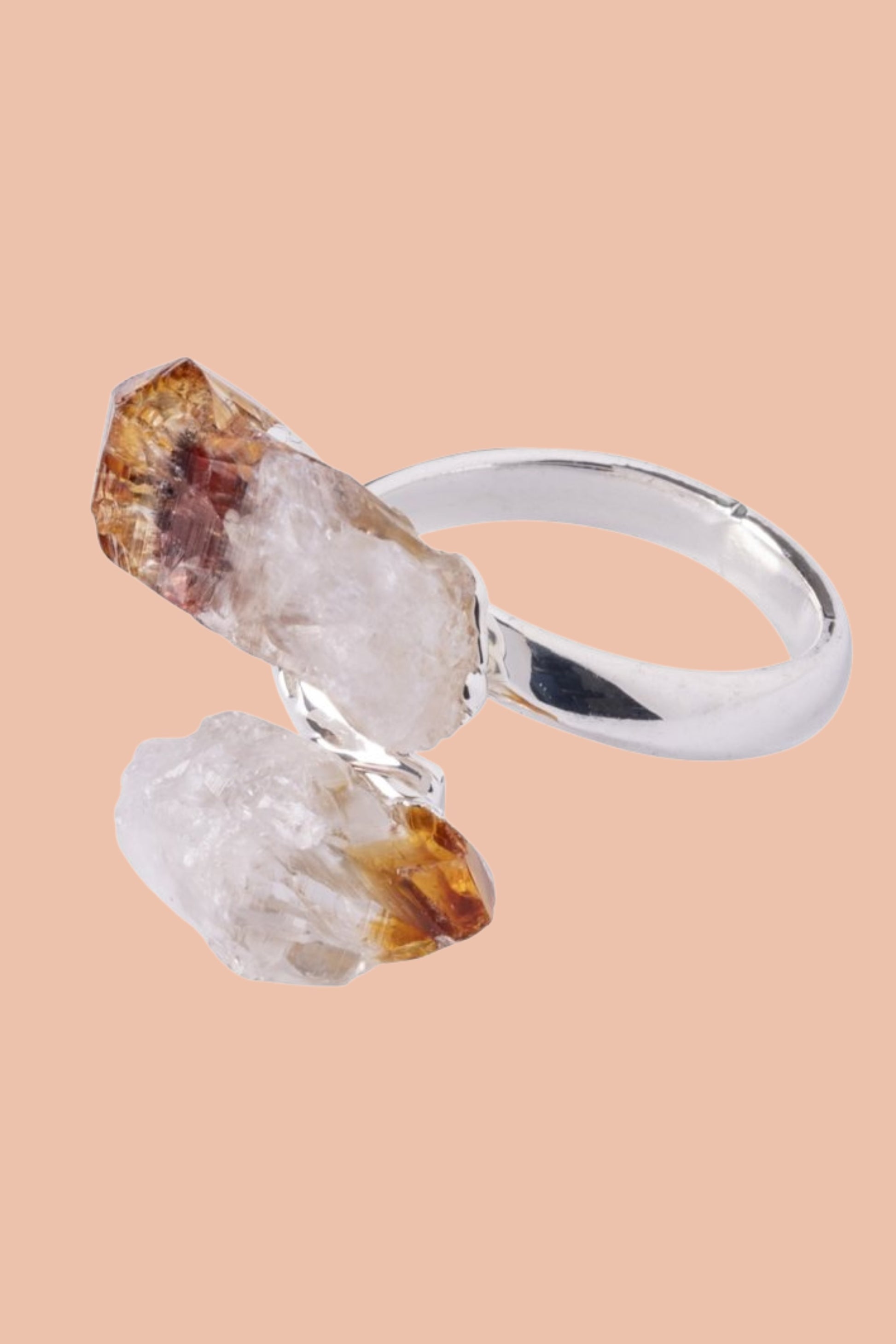 CITRINE silver plated ring by Meraki Beach Crystal Collection.